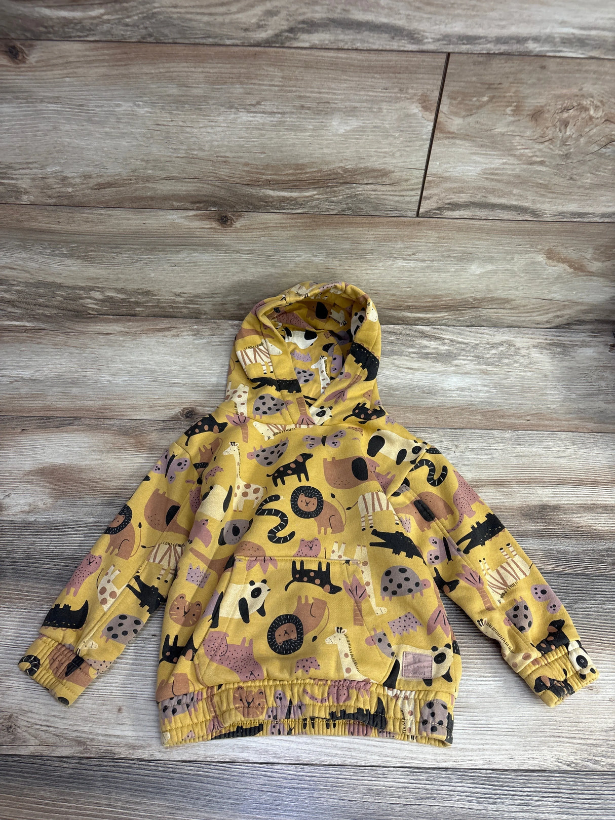 Nutmeg Animal Print Hoodie Mustard Yellow sz 2-3T