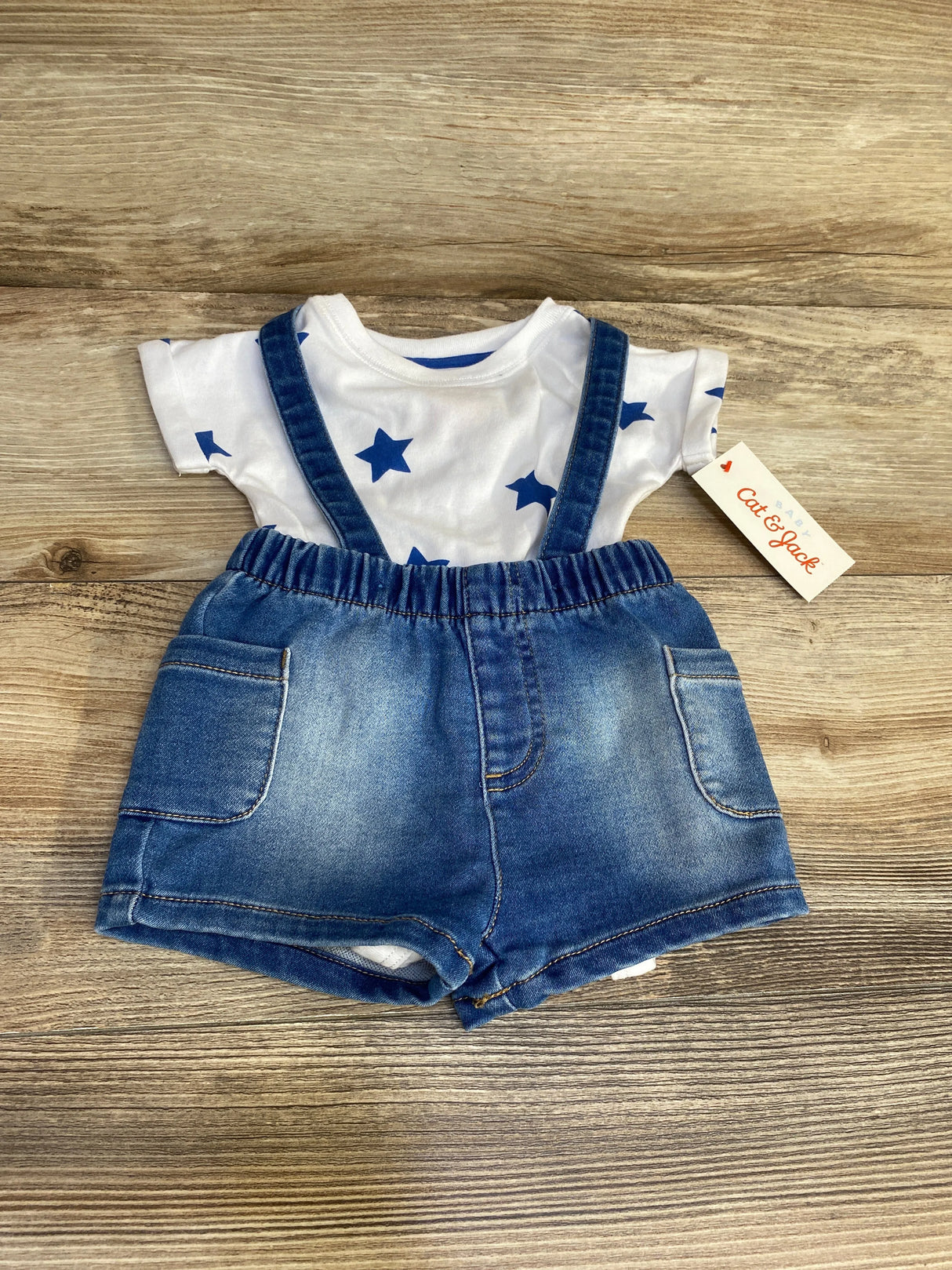 NEW Cat & Jack 2pc Bodysuit & Suspender Short Set White sz 0-3m - Me n Mommy To Be