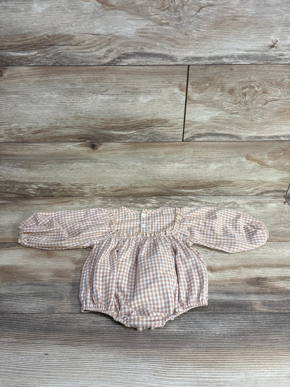 Gingham Plaid Bubble Romper Beige sz 6-9m