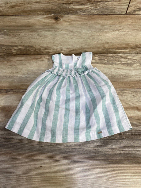 Mayoral Striped Linen Blend Dress Green sz 6-9m - Me n Mommy To Be
