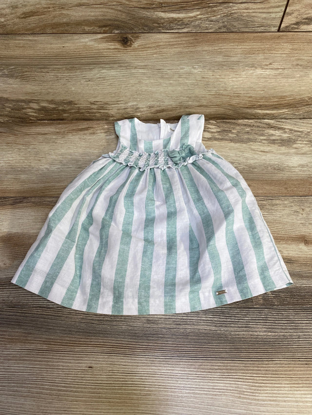 Mayoral Striped Linen Blend Dress Green sz 6-9m - Me n Mommy To Be