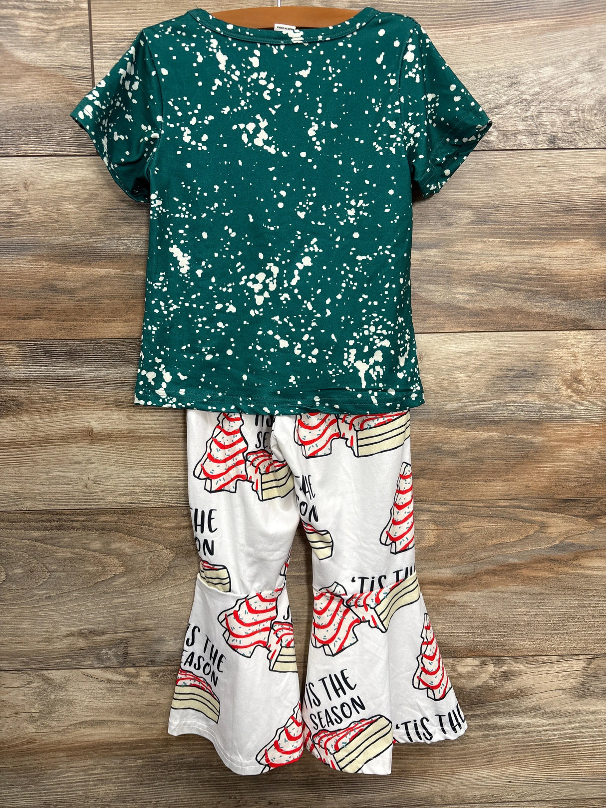Shein 2pc 'Tis The Season Shirt & Bottoms Set Green sz 4T