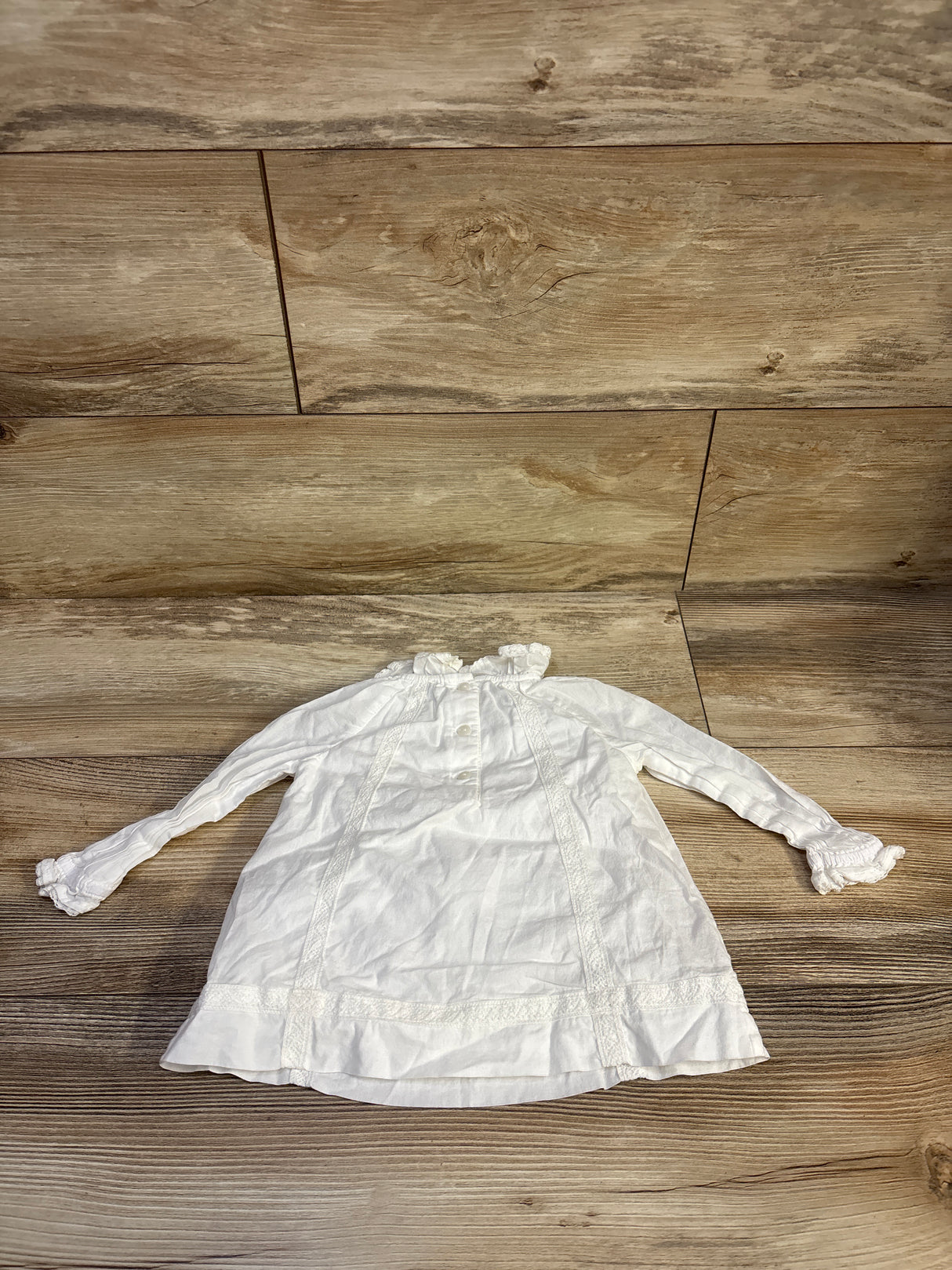 Ralph Lauren Lace Trim Long Sleeve Top White sz 9m