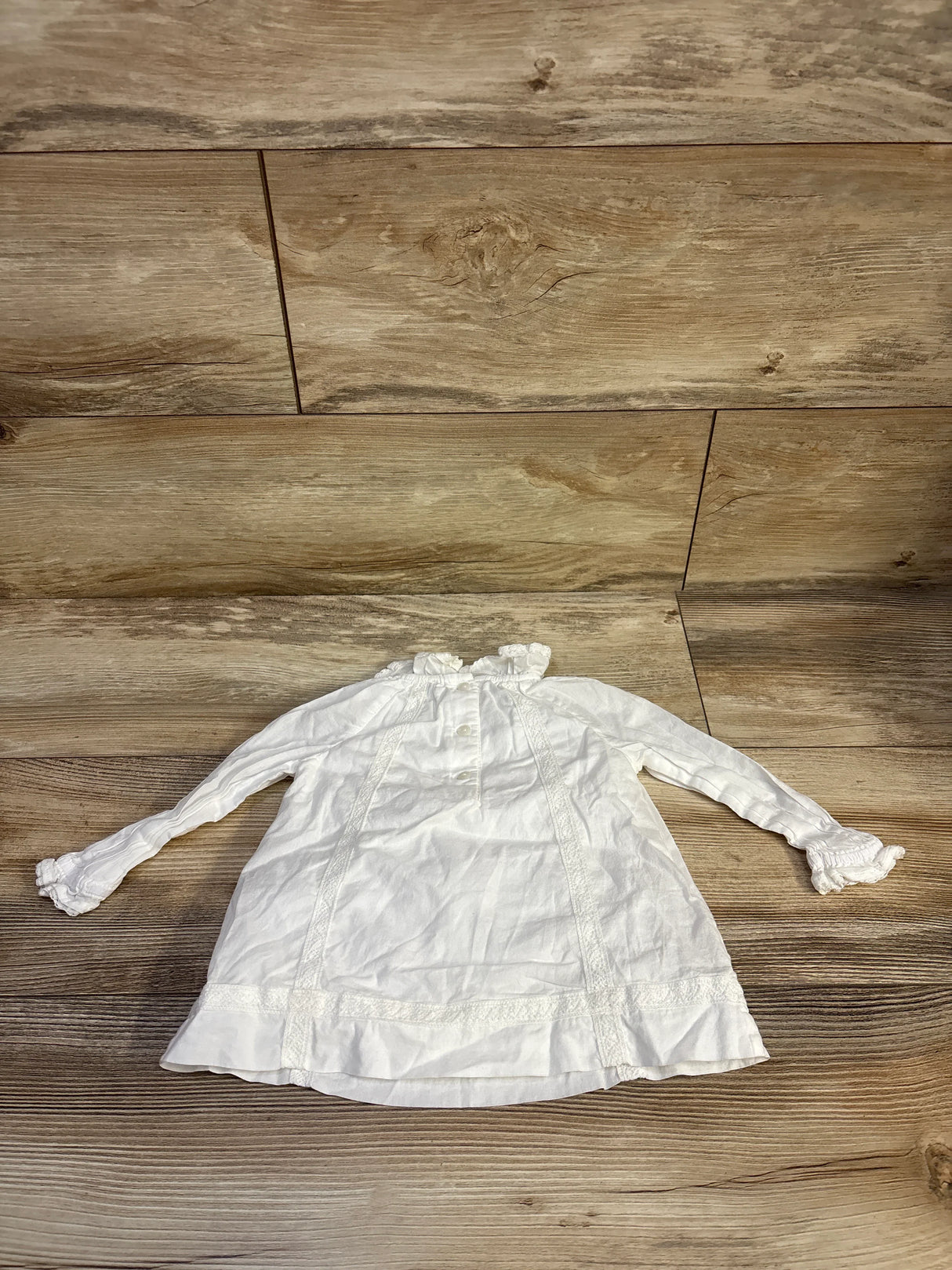 Ralph Lauren Lace Trim Long Sleeve Top White sz 9m