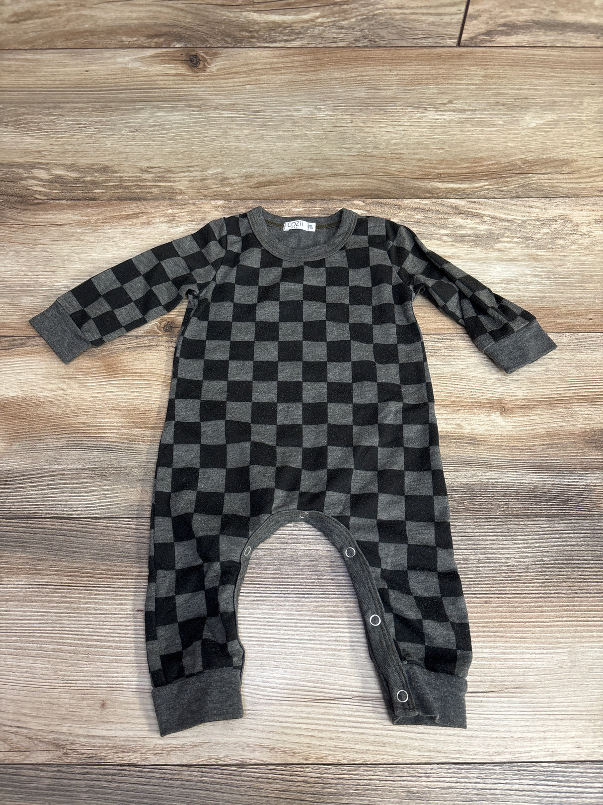 Cozii Checkered Print Coverall Grey sz 6m