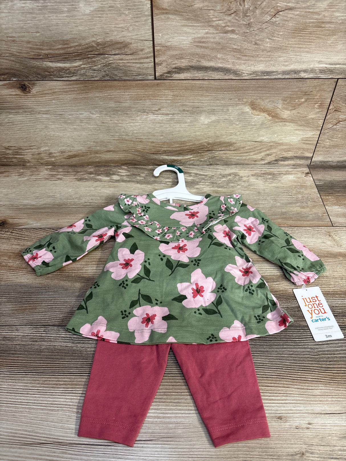 NEW Carter's 2pc Floral Top & Bottoms Set Green sz 3m