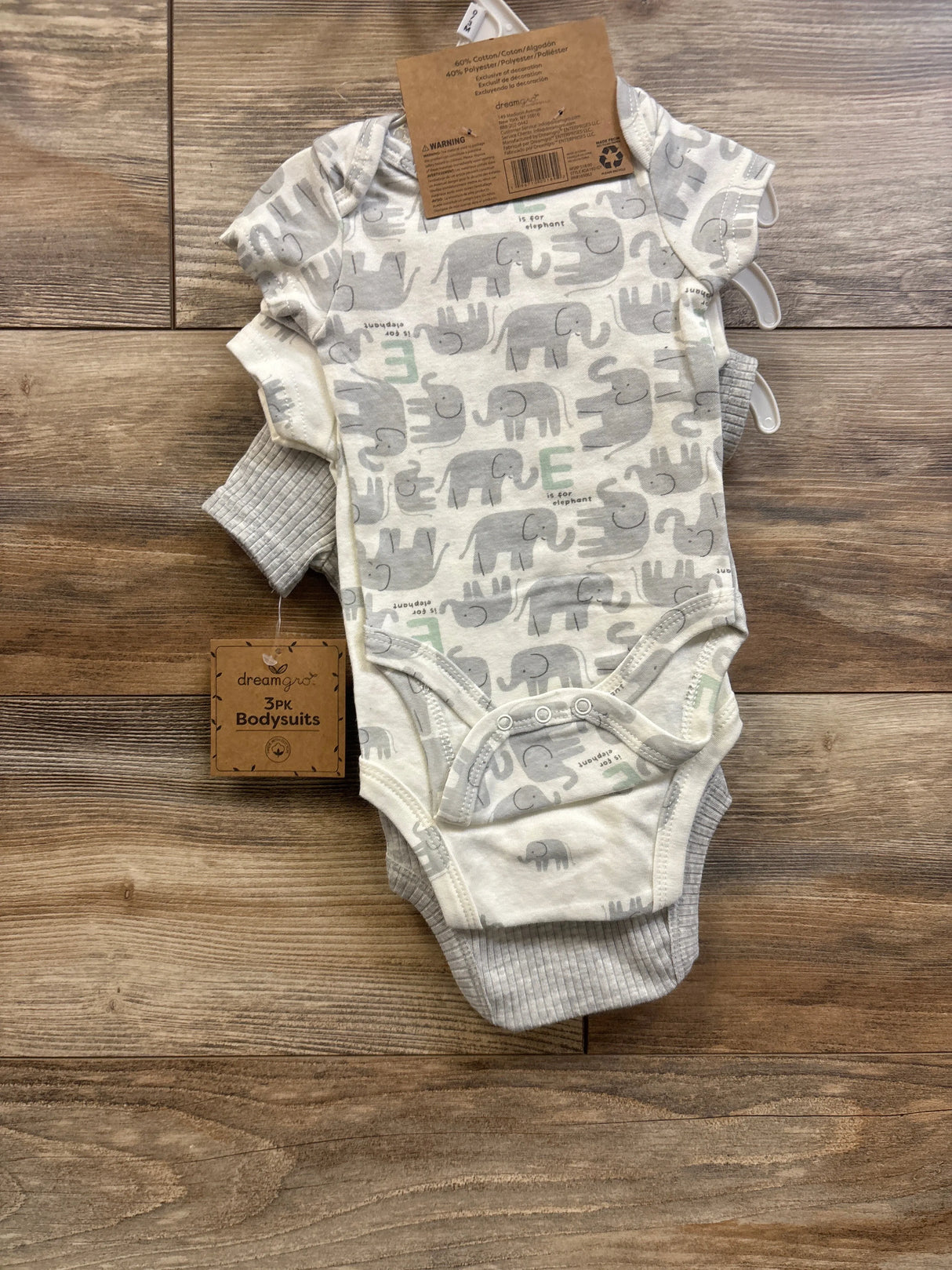 NEW DreamGro 3pk Bodysuit Set White sz 0-3m