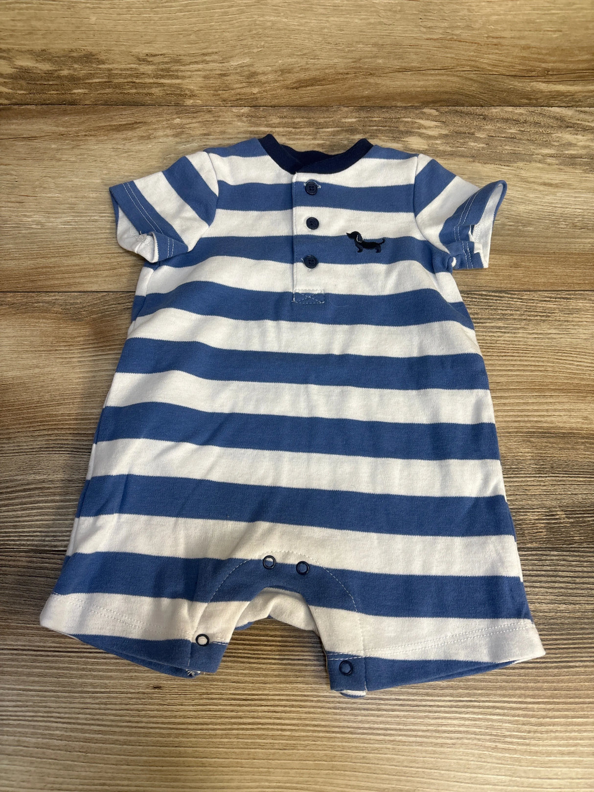 Little Me Striped Dog Sleeper White/Blue sz 6m