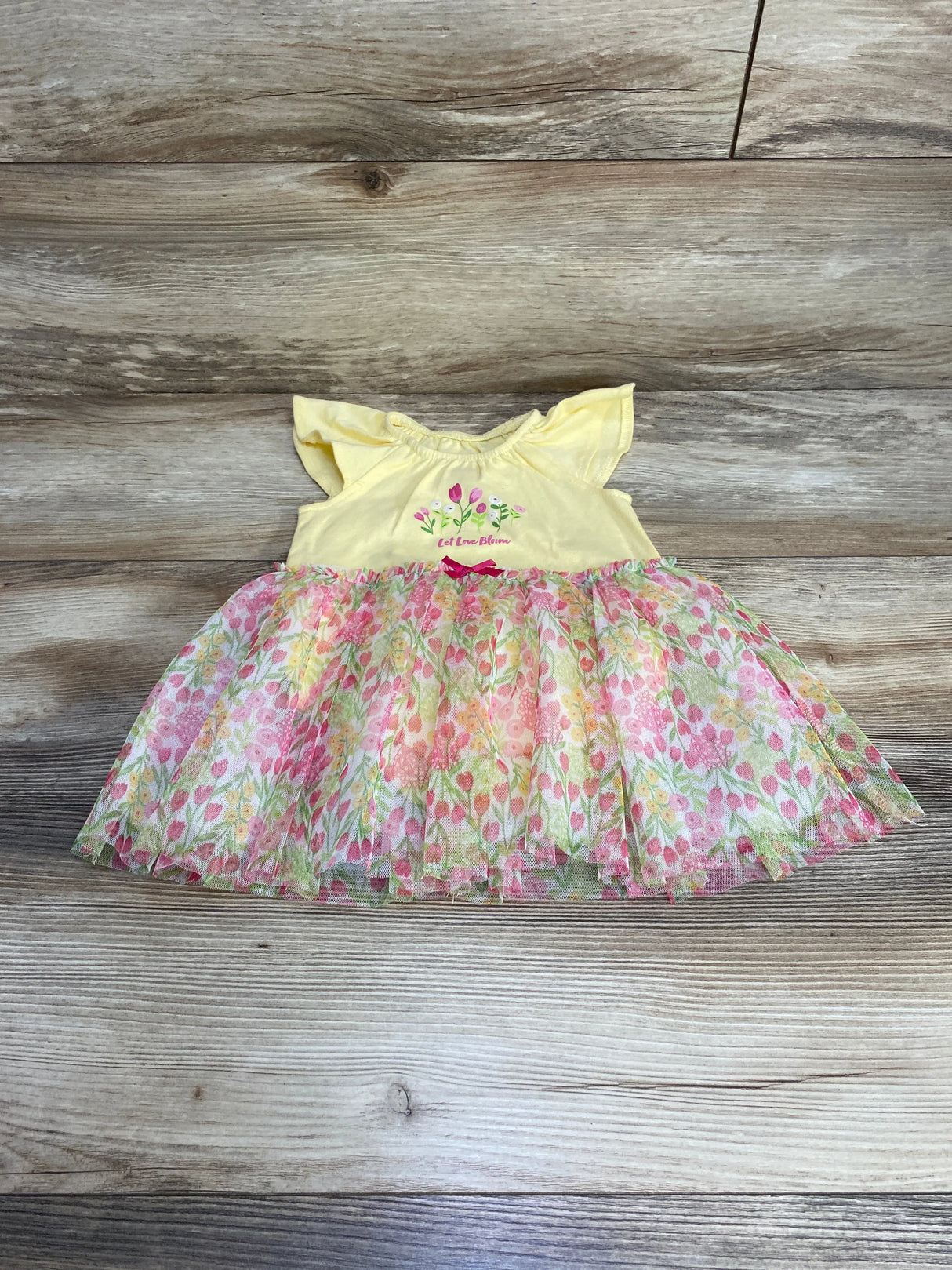 Kids Headquarters Let Love Bloom Bodysuit Dress Yellow sz 9m - Me n Mommy To Be