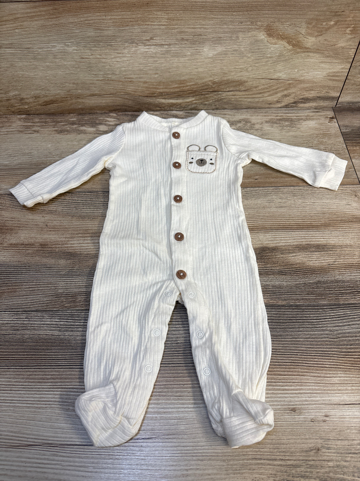 Baby Gear Ribbed Footed Coverall Ivory sz 0-3m