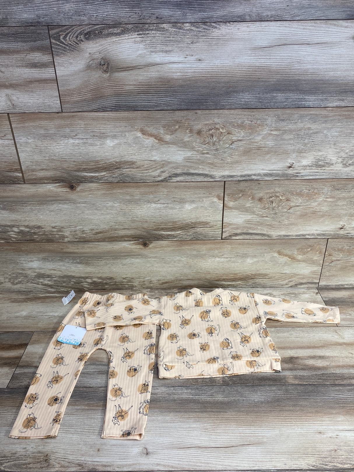 NEW Disney Baby Ribbed Character Shirt & Bottoms Set Oatmeal sz 12m