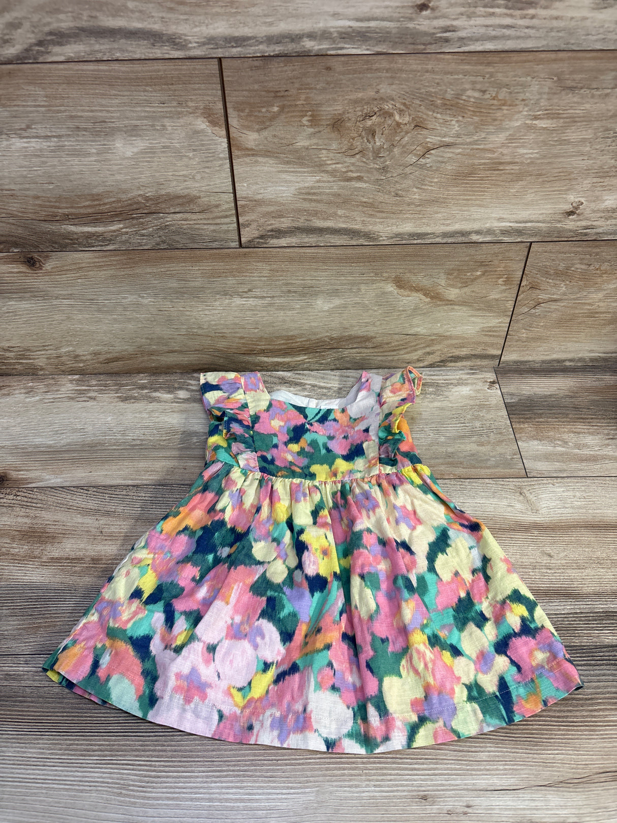 Baby Gap Watercolor Linen Dress Yellow sz 18-24m