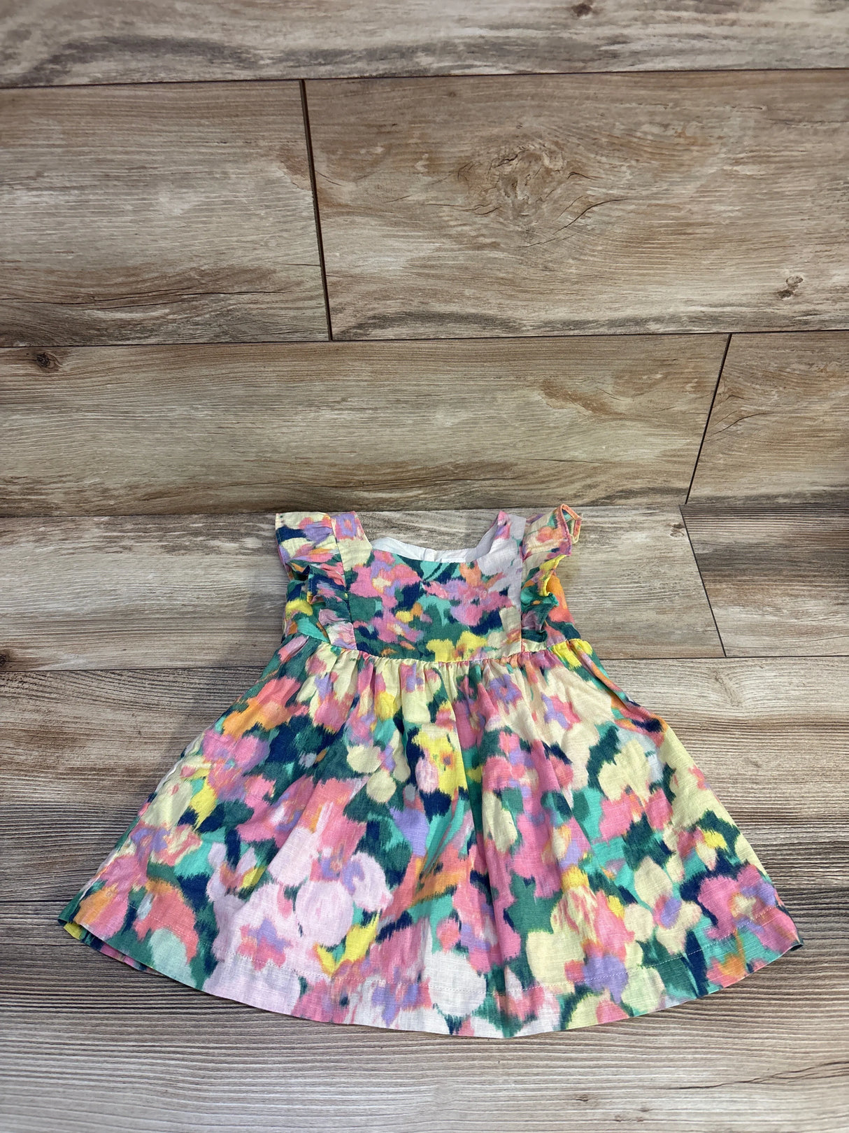 Baby Gap Watercolor Linen Dress Yellow sz 18-24m