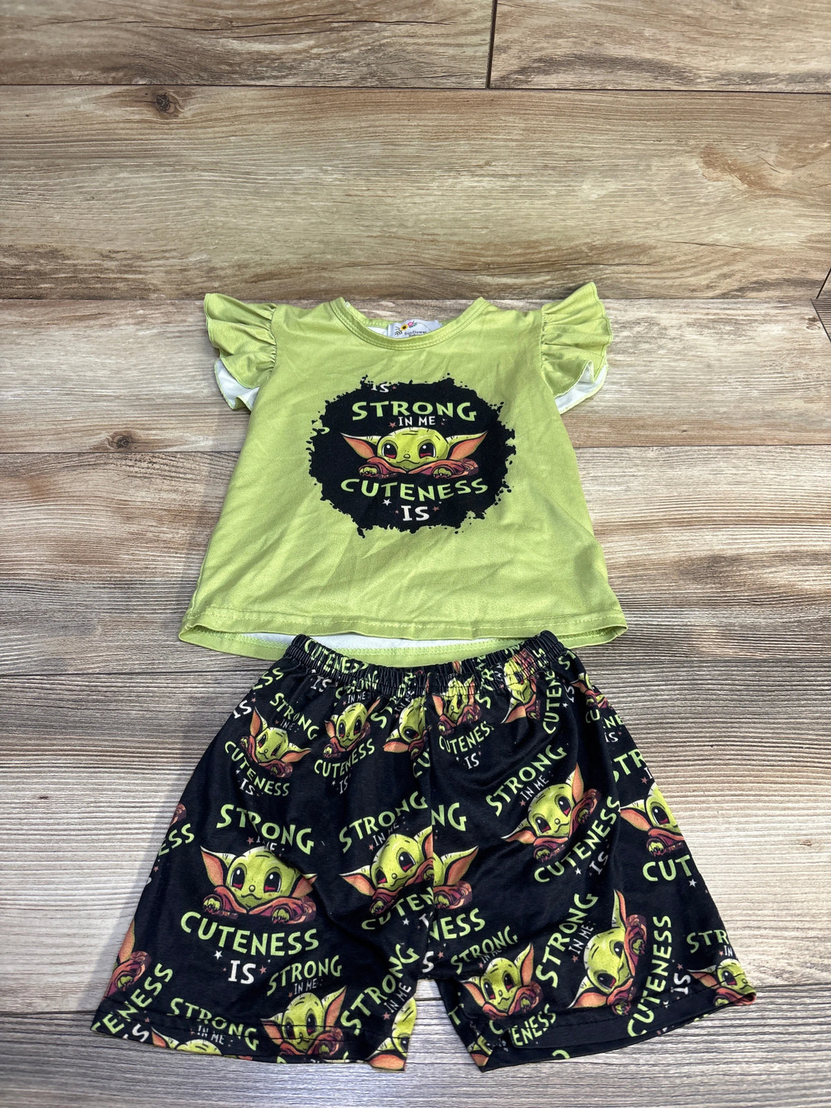 Sunflower Babies Boutique 2pc Star Wars Shirt & Shorts Set Green sz 6-12m