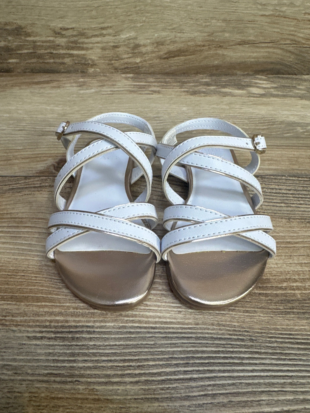 Janie & Jack Metallic Trim Strap Sandal White sz 7c - Me n Mommy To Be