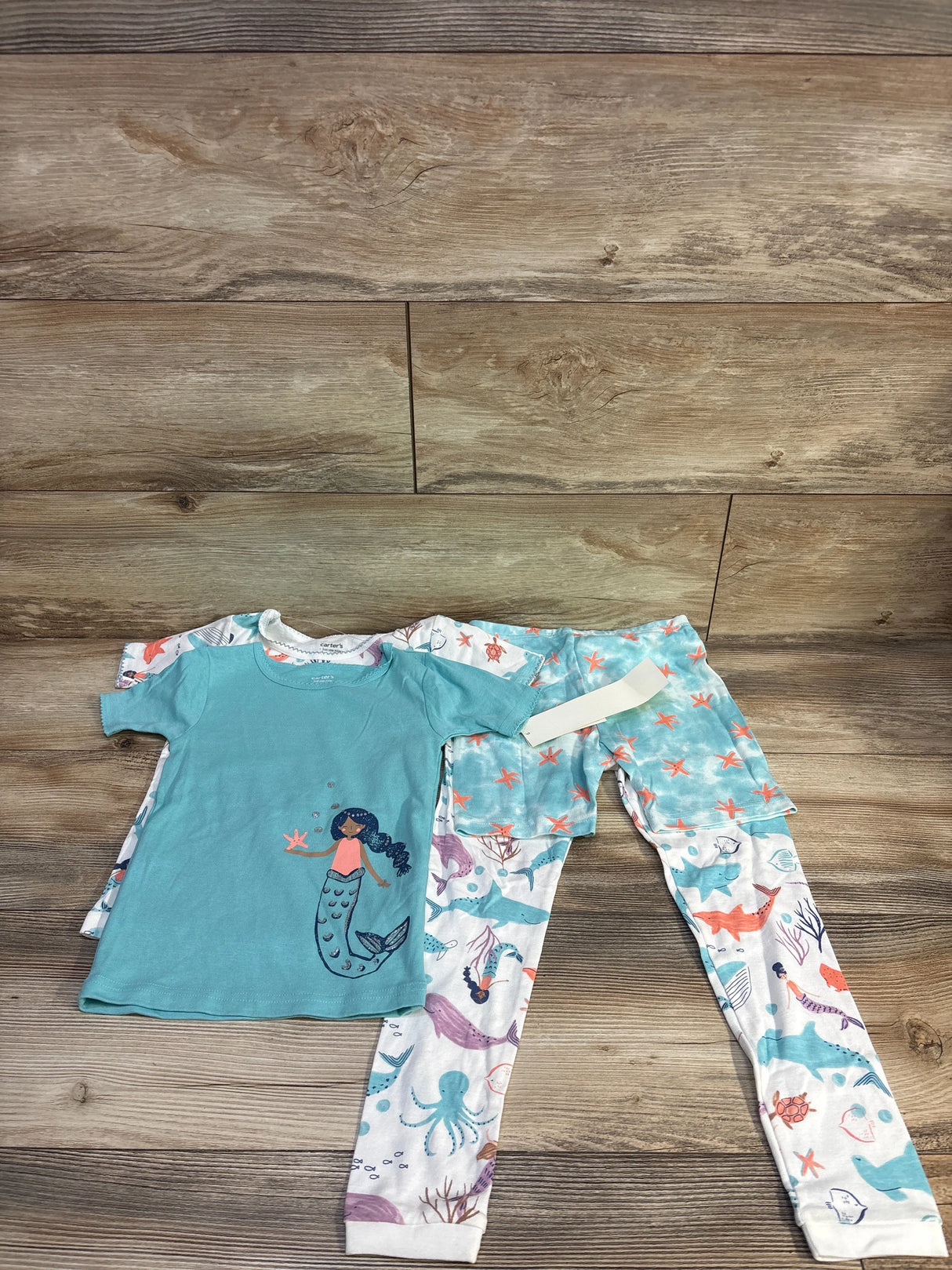 NEW Just One You 4pc Mermaid Pajama Set Blue/White sz 5T