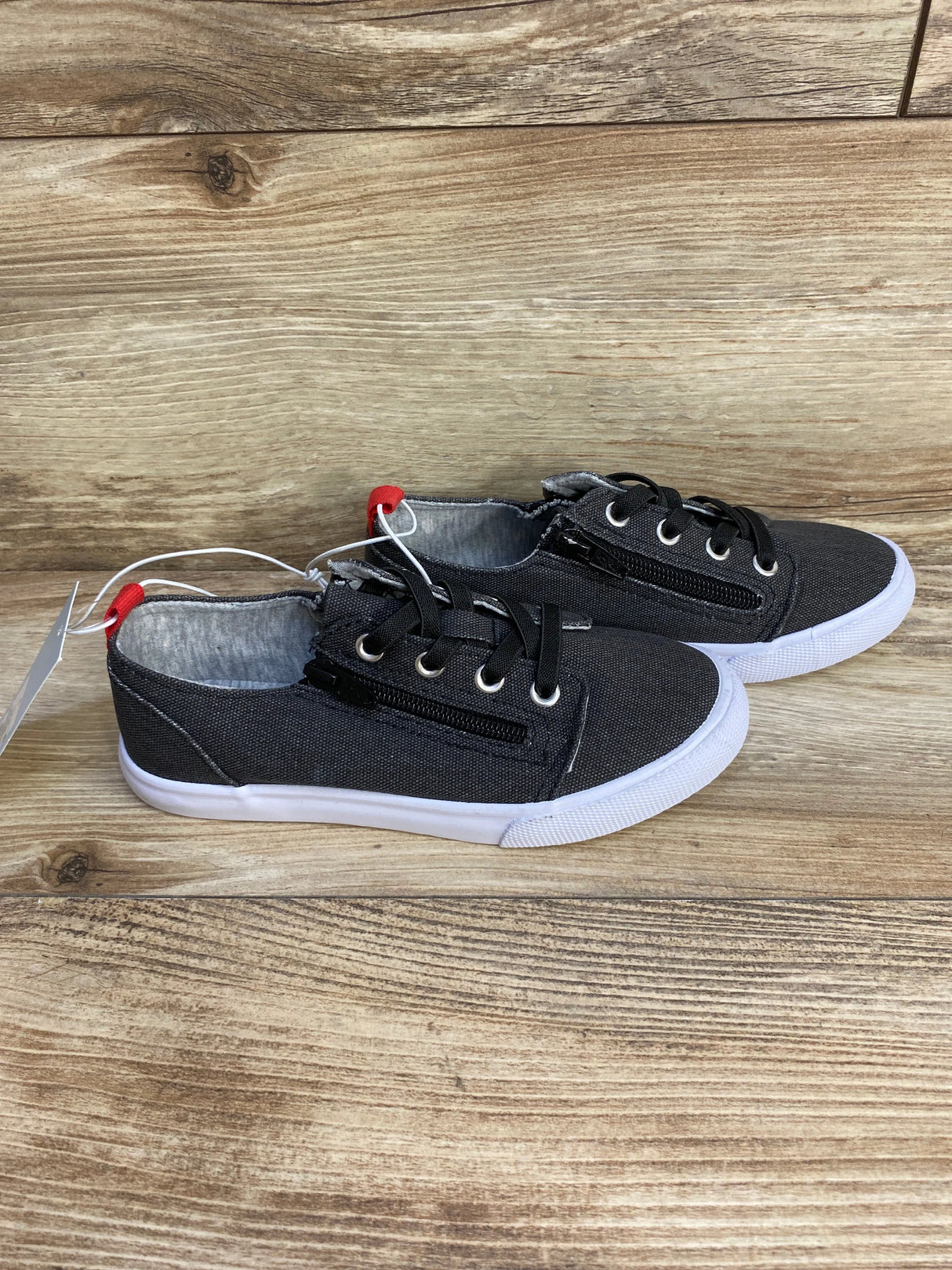 NEW Cat & Jack Lucian Double Zipper Sneakers Black sz 1Y - Me n Mommy To Be
