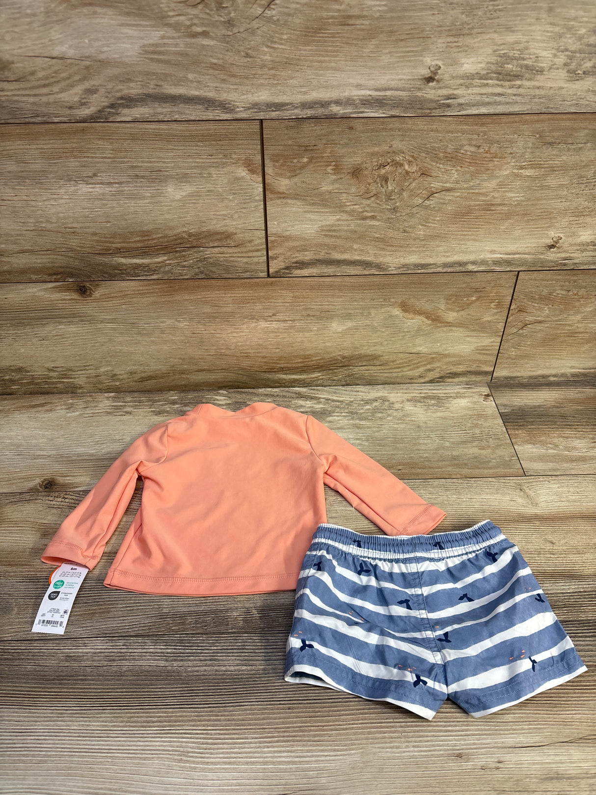 NEW Just One You 2pc Wave Hello Whale Rash Guard Set Coral sz 6m