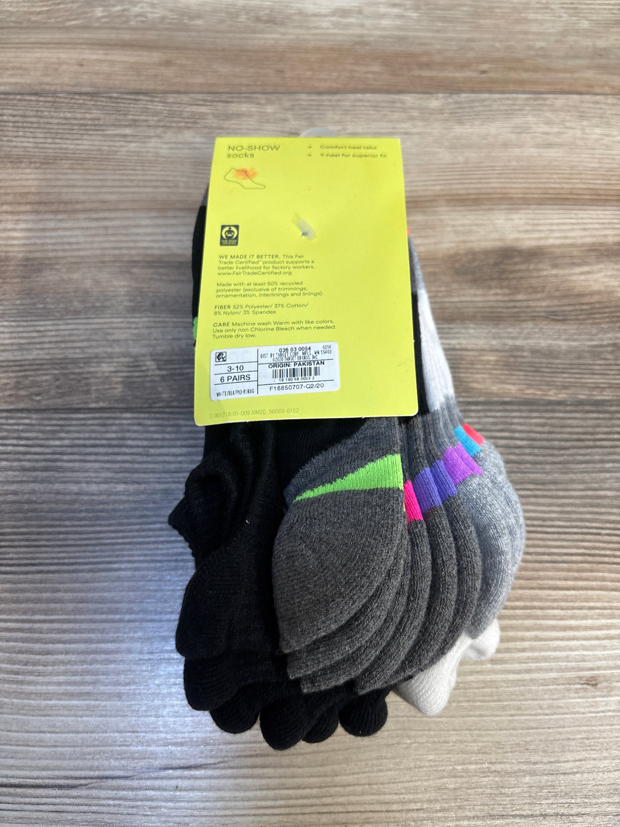 NEW All in Motion No-Show Socks 6pk sz 3-10