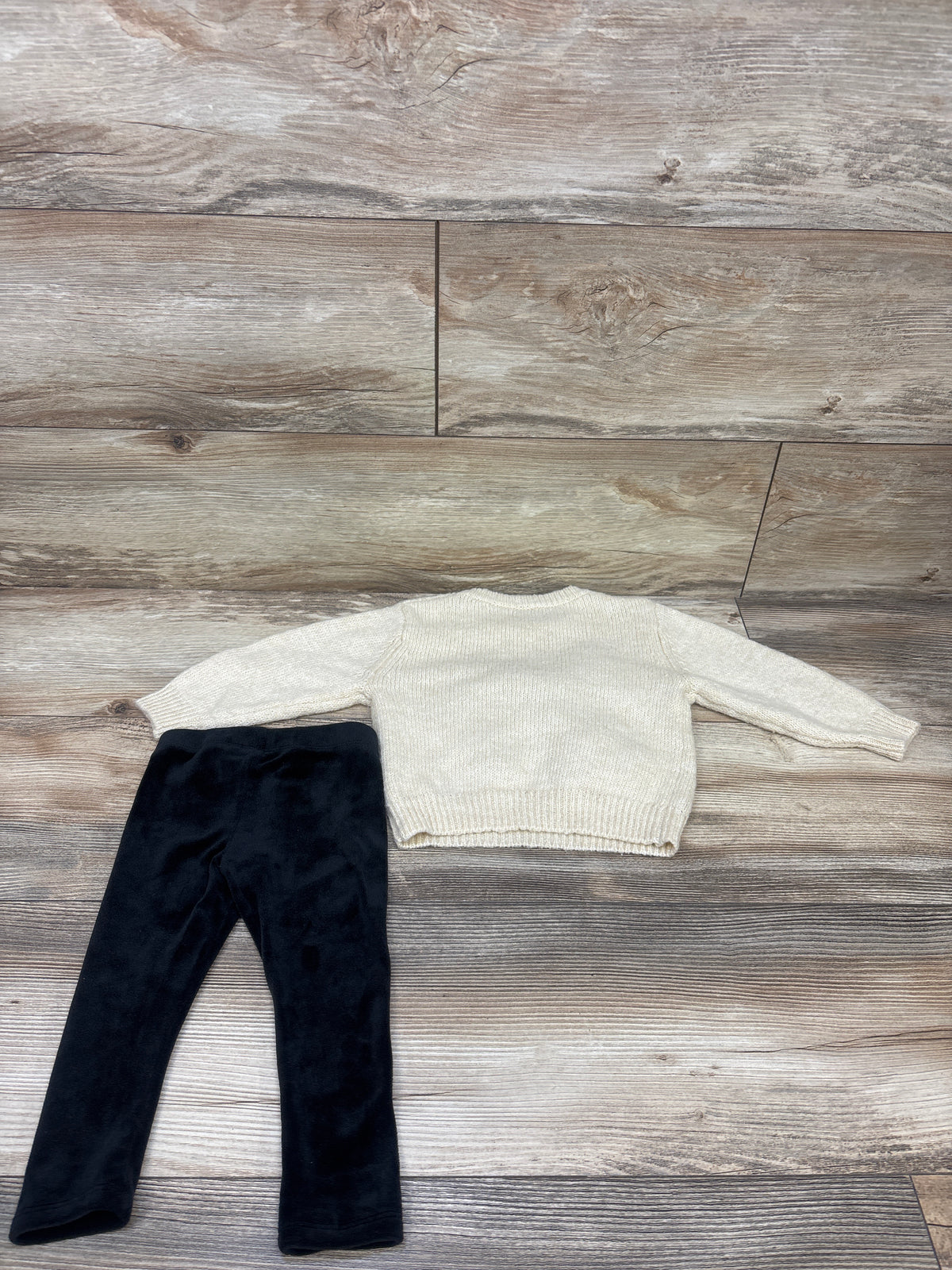 2pk Knit Velvet Bow Sweater & Pants Set Beige sz 12m