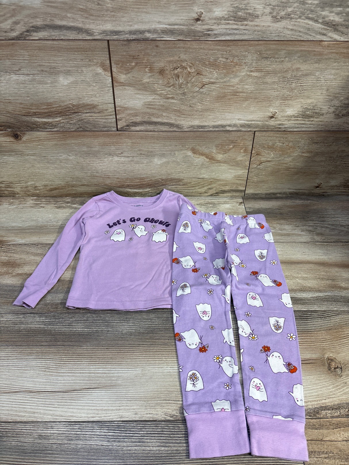 Old Navy 2pc 'Let's Go Ghouls' Pajama Set Purple sz 3T
