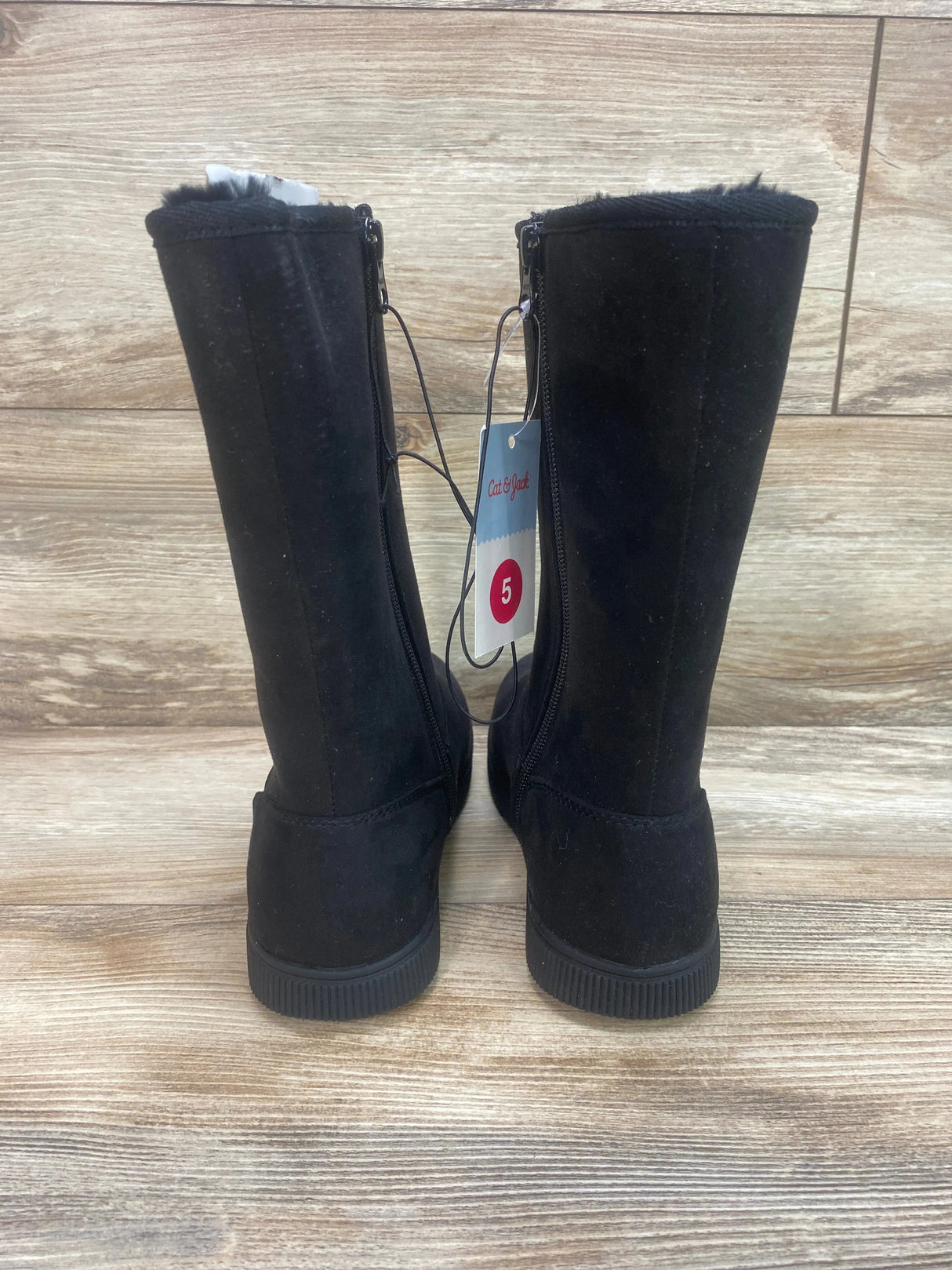 NEW Cat & Jack Natalia Tall Shearling Style Boots Black Sz 5Y - Me n Mommy To Be
