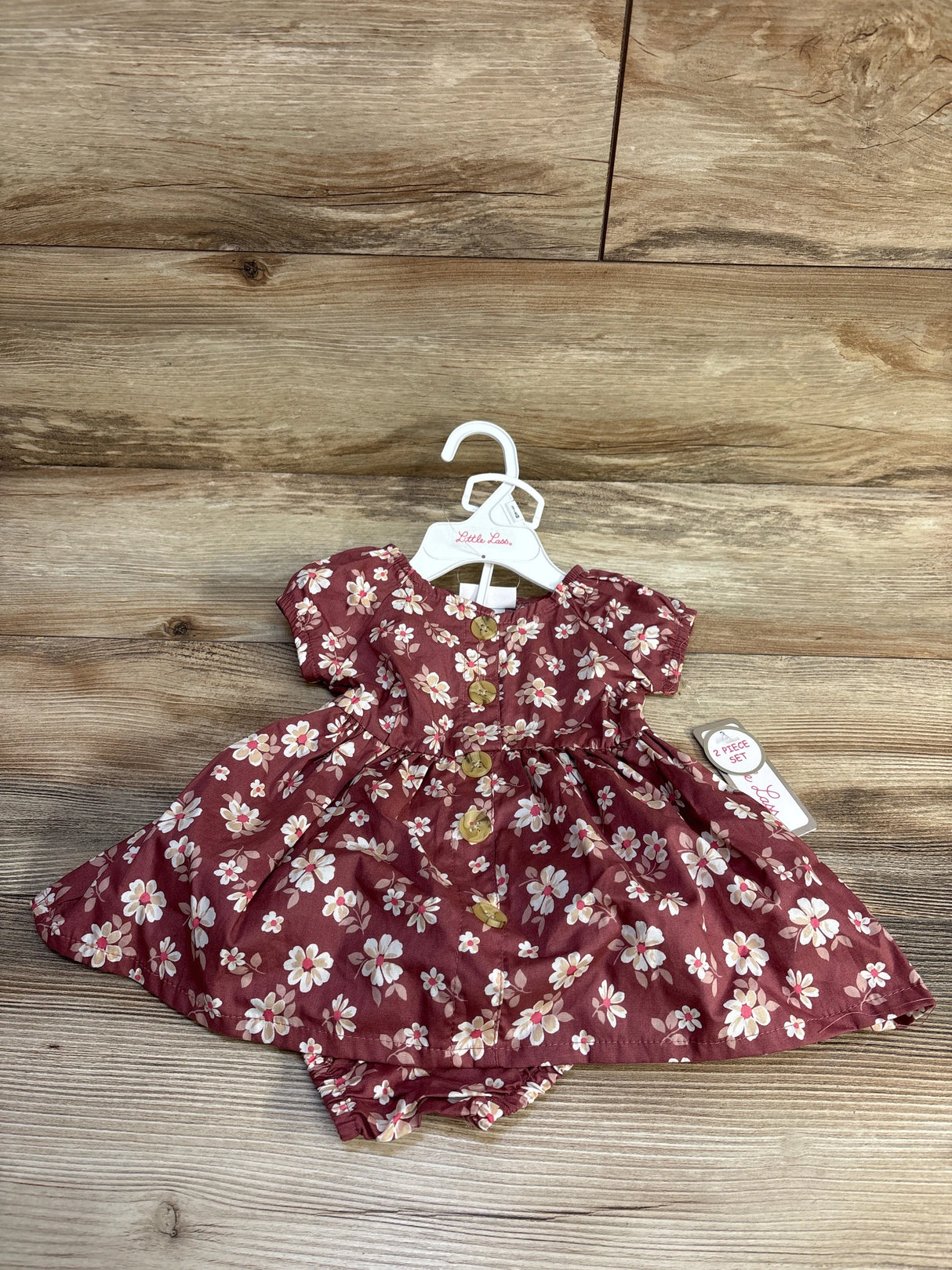NEW Little Lass 2pc Floral Dress & Bloomers sz 3m - Me n Mommy To Be