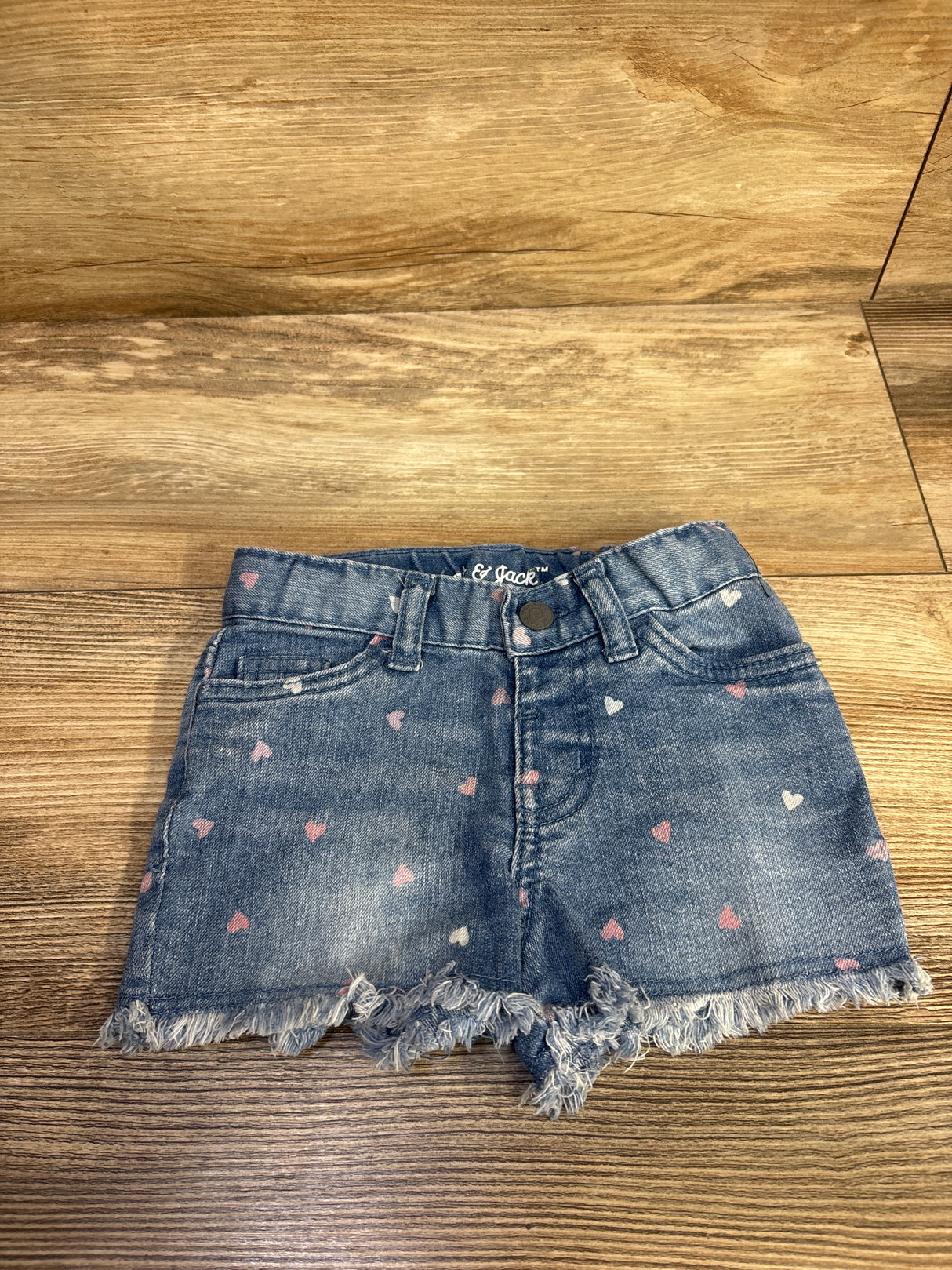 Cat & Jack Heart Print Denim Shorts Blue sz 2T