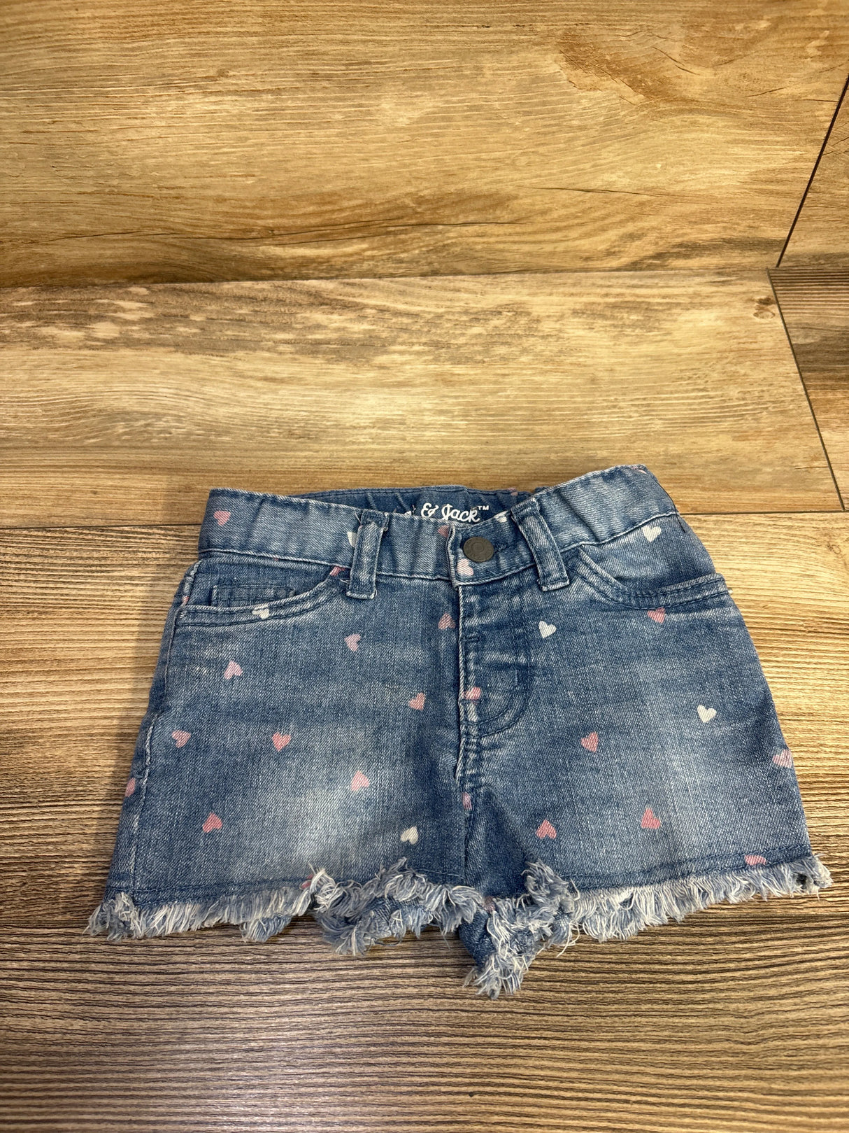 Cat & Jack Heart Print Denim Shorts Blue sz 2T