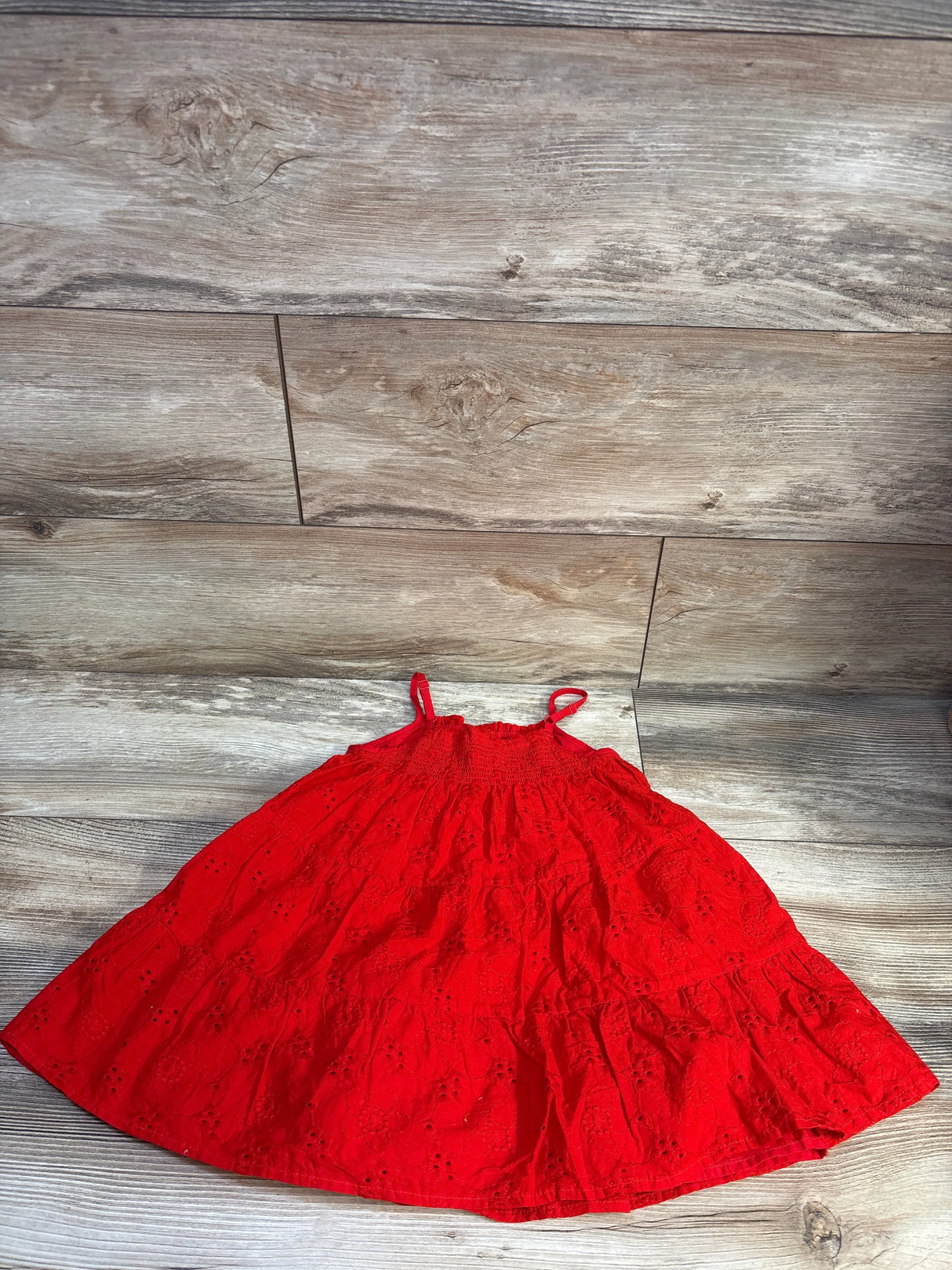 Cat & Jack Eyelet Tiered Dress Red sz 2T