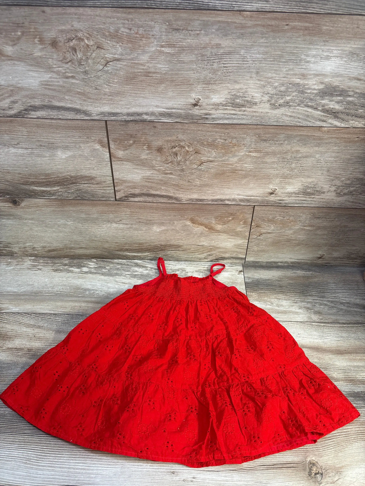 Cat & Jack Eyelet Tiered Dress Red sz 2T