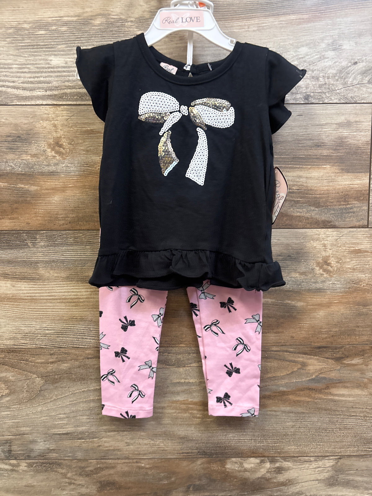 NEW Real Love 2pc Shirt & Pants Set Black sz 24m
