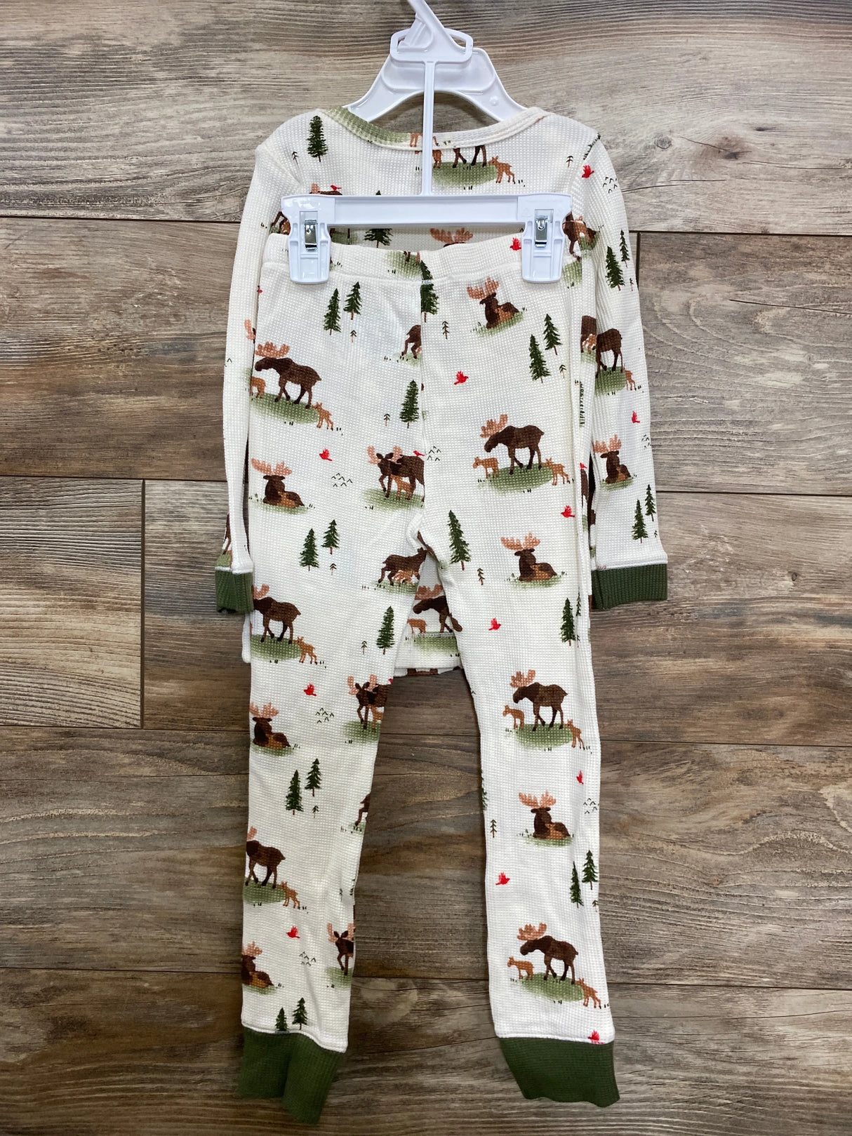 NEW Angel Dear 2pc Waffle Knit Farm Pajama Set White sz 5T