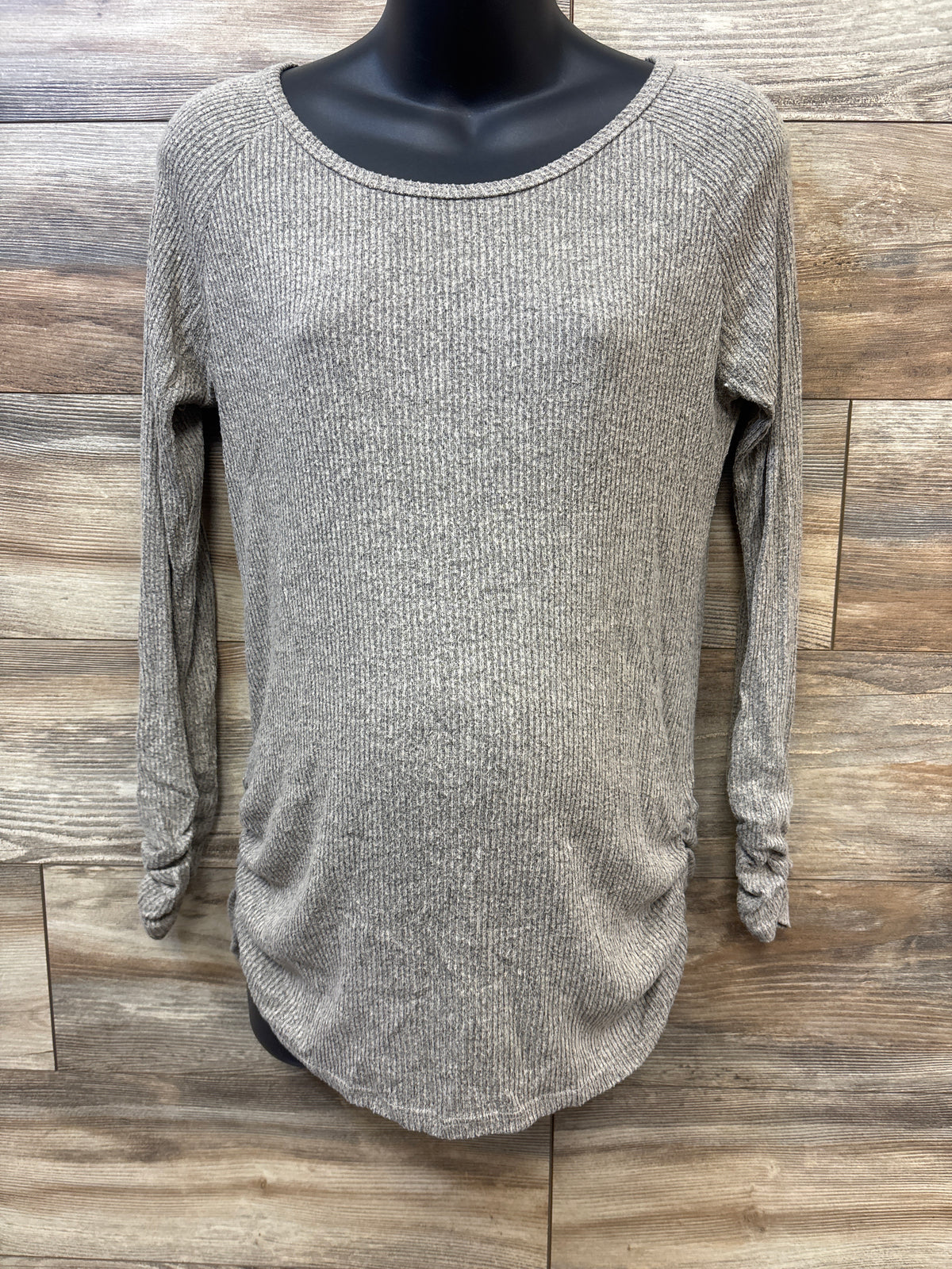 Pinkblush Maternity Ruched Long Sleeve Knit Shirt Brown sz Medium