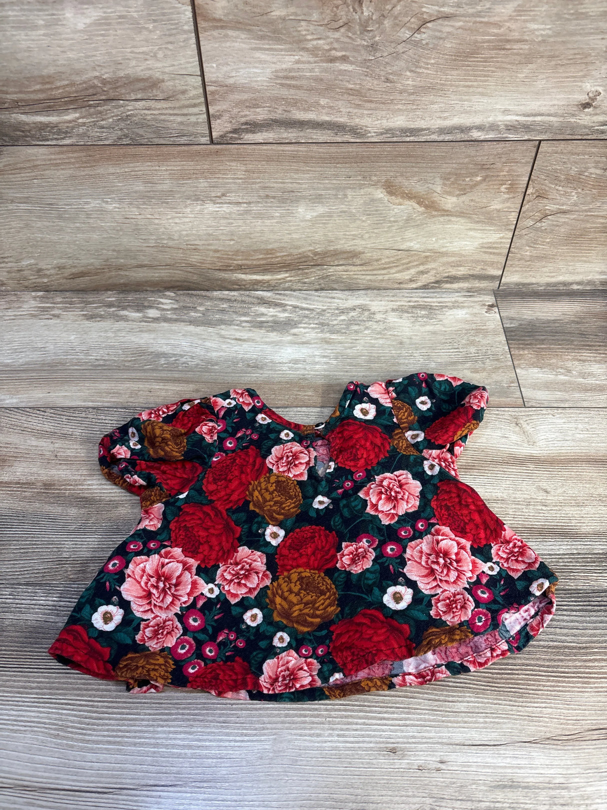 Old Navy Floral Bow Top Green sz 12-18m