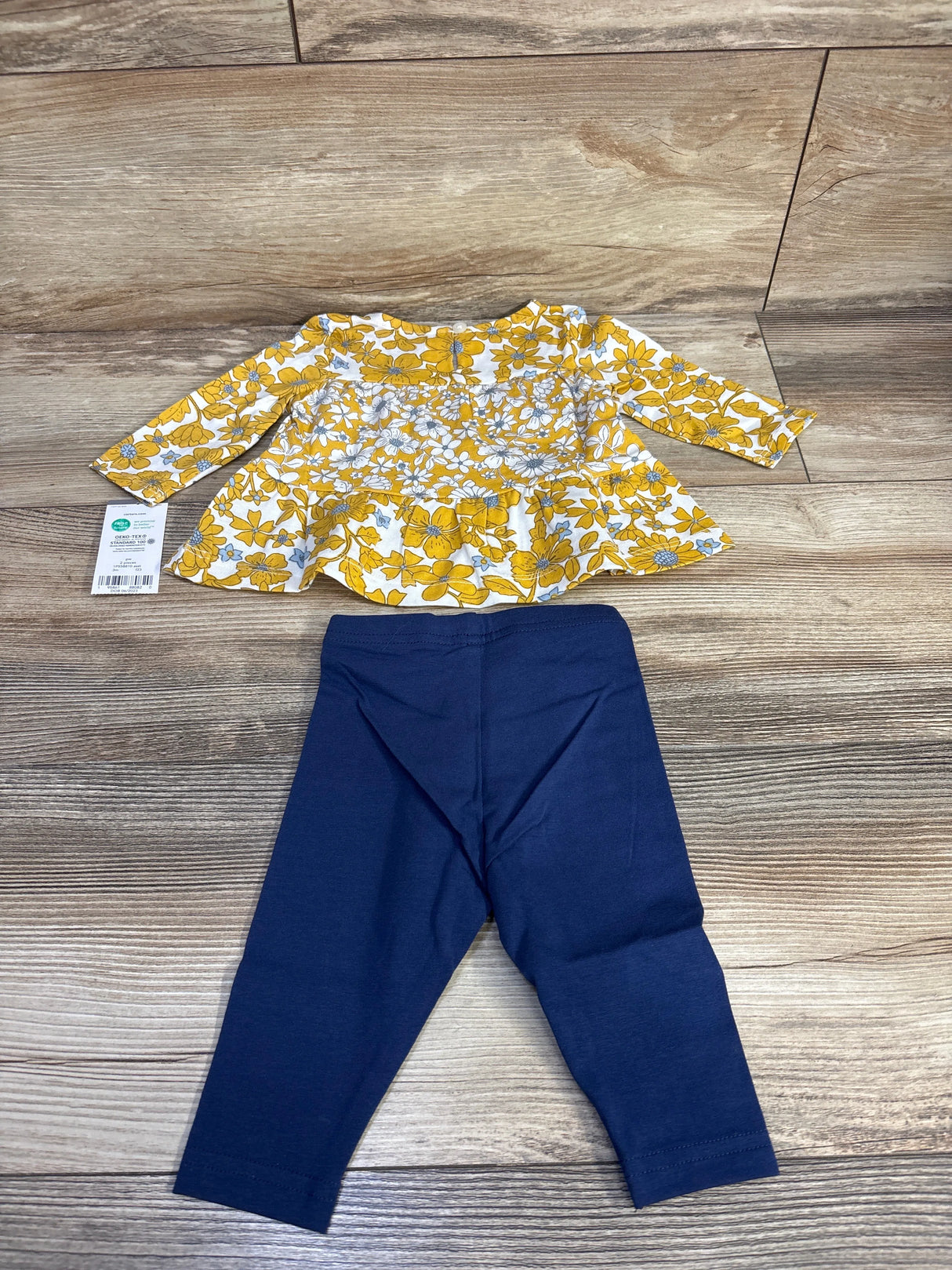 NEW Carter's 2pc Long Sleeve Peplum Top & Leggings Set White sz 3m
