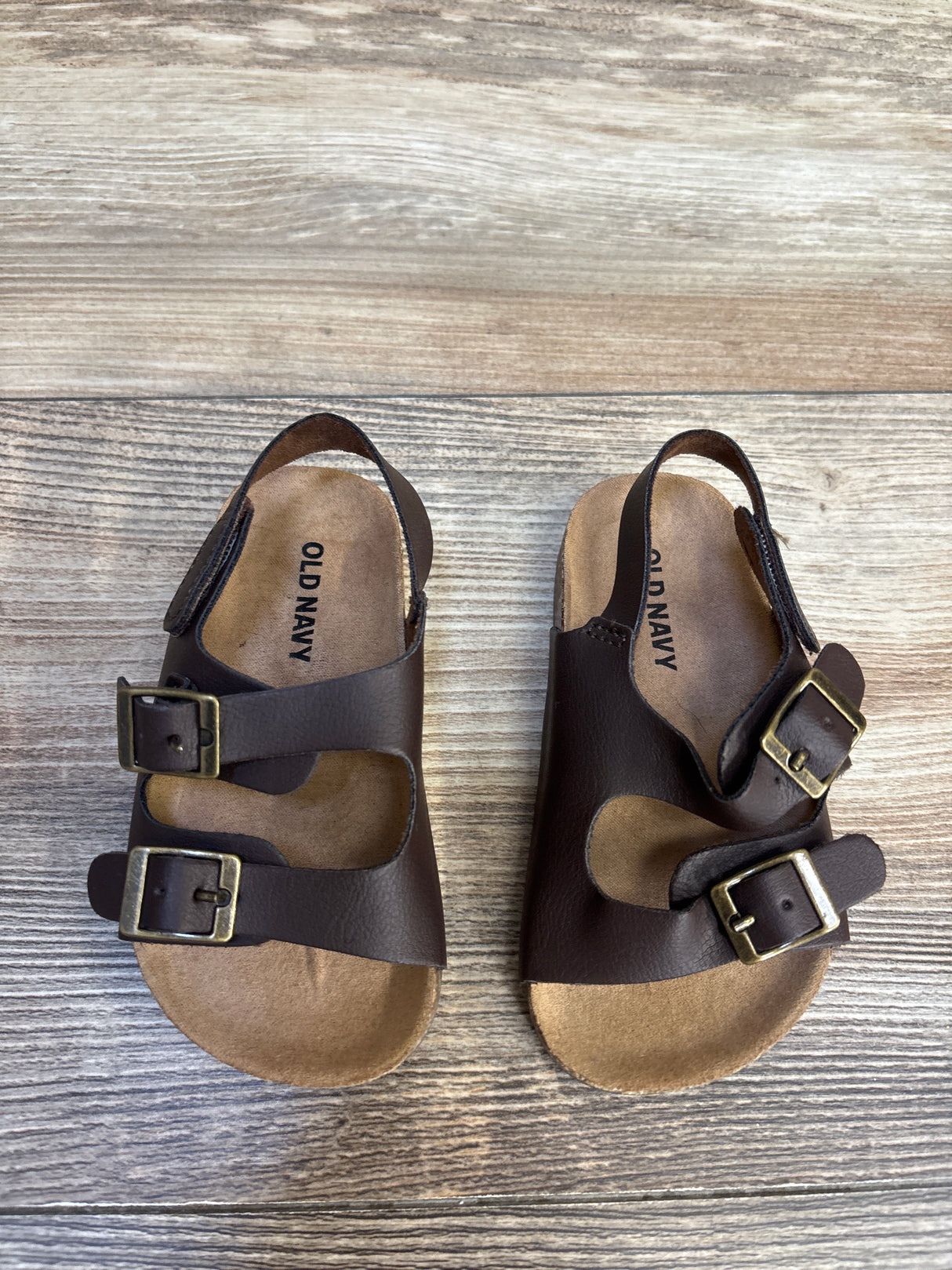 Old Navy Faux-Leather Double-Buckle Sandals Brown sz 4/5c