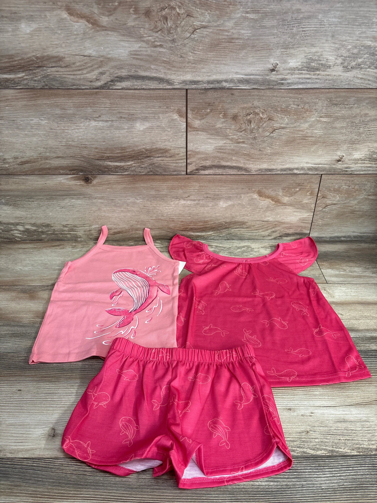 NEW Carter's 3Pc Whale Loose Fit Pajama Set Hot Pink sz 5T