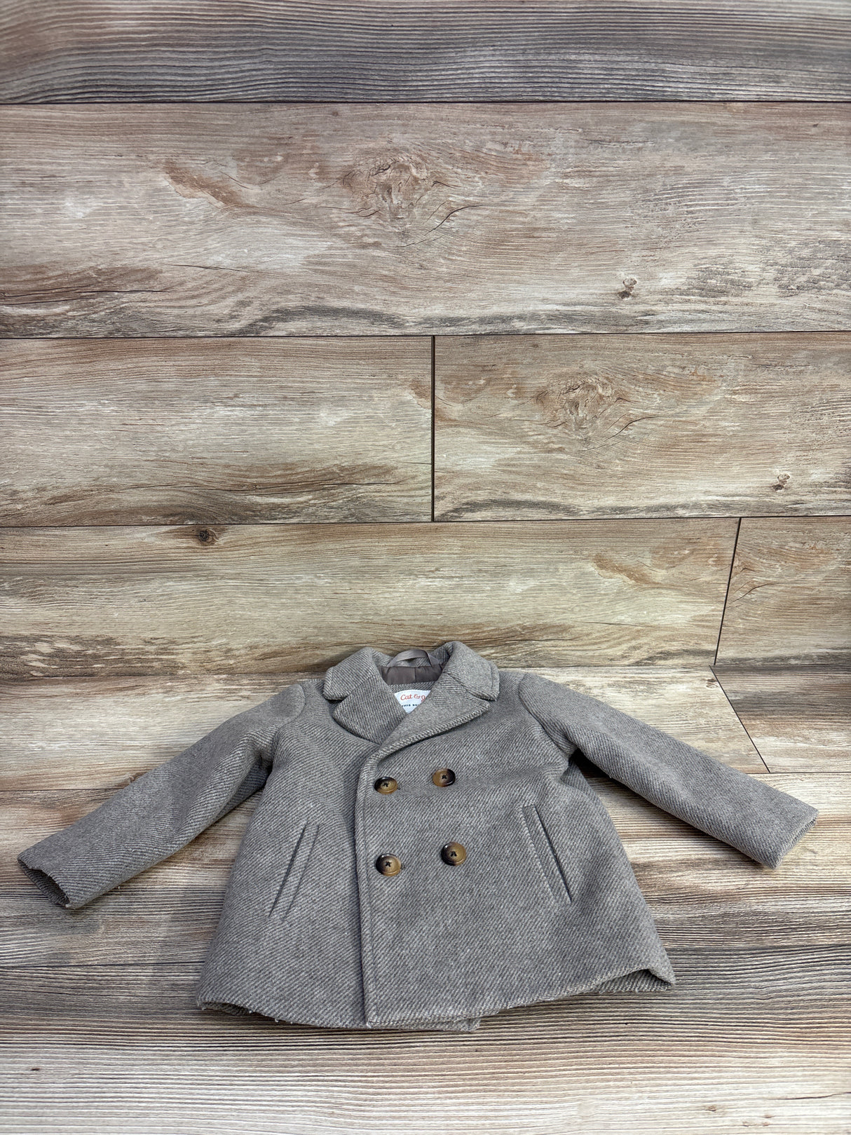 Cat & Jack Faux Wool Pea Coat in Tan sz 18m