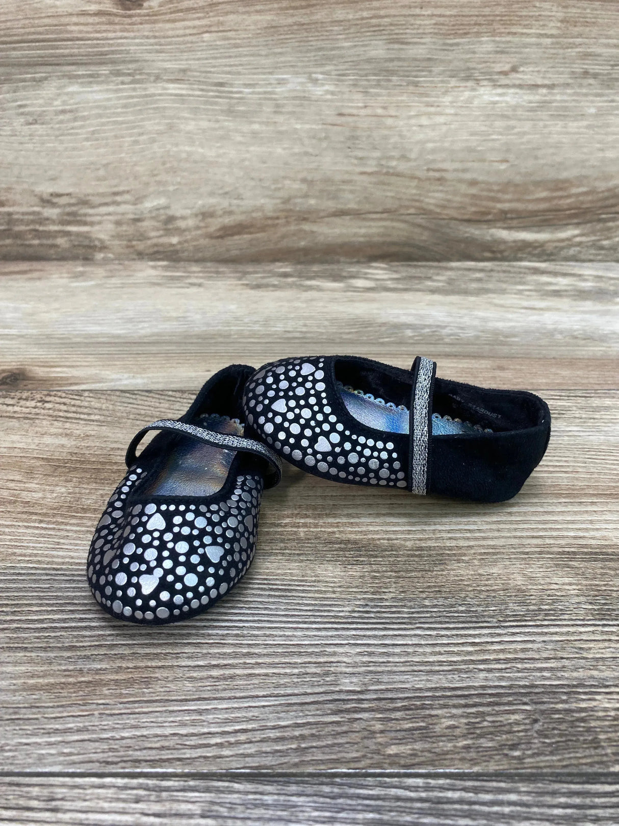 Stuart Weitzman Baby Stardust Flats Black/Silver sz 2c - Me n Mommy To Be