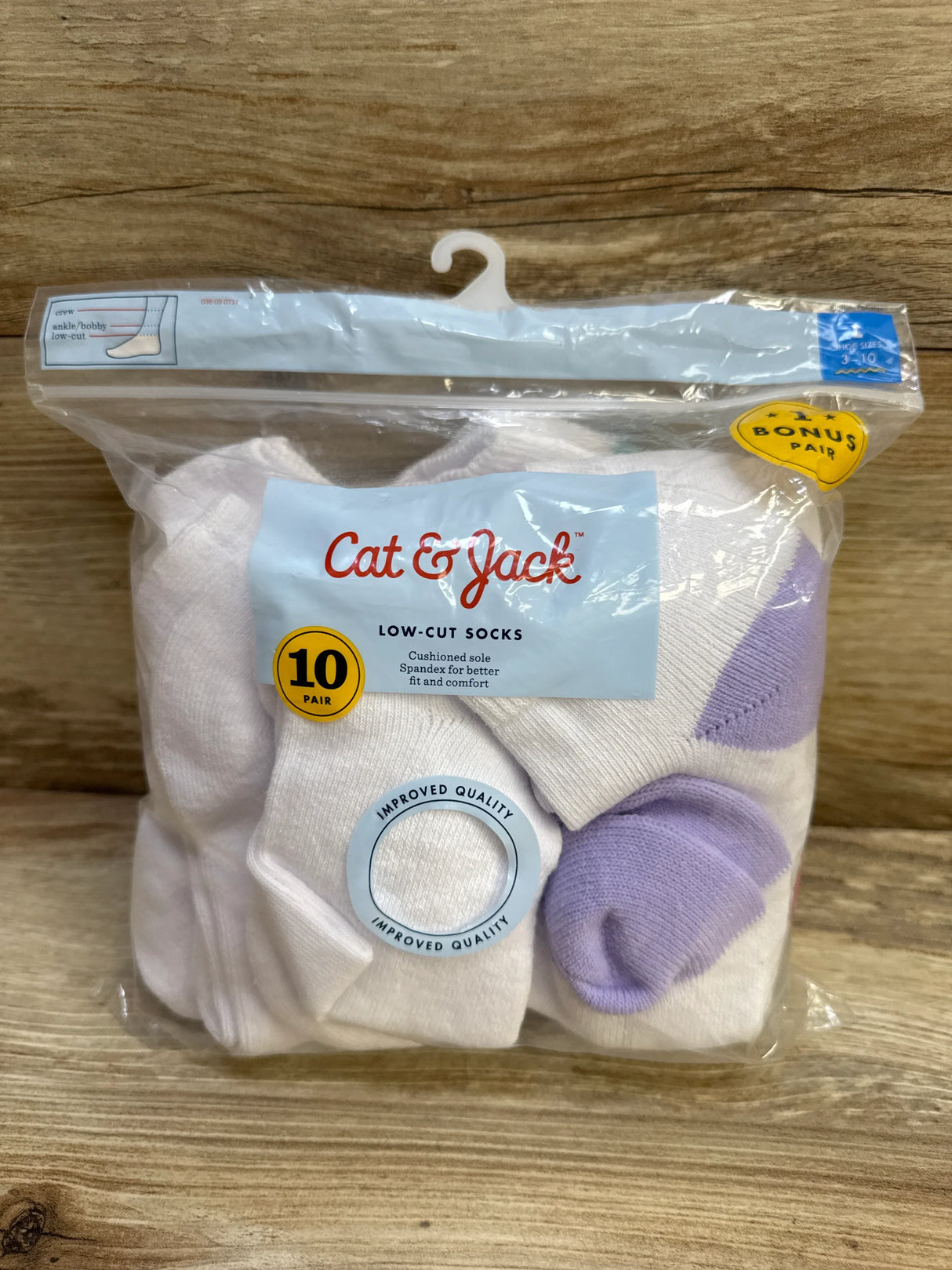 NEW Cat & Jack Low-Cut Socks 10pk sz L/3-10Y