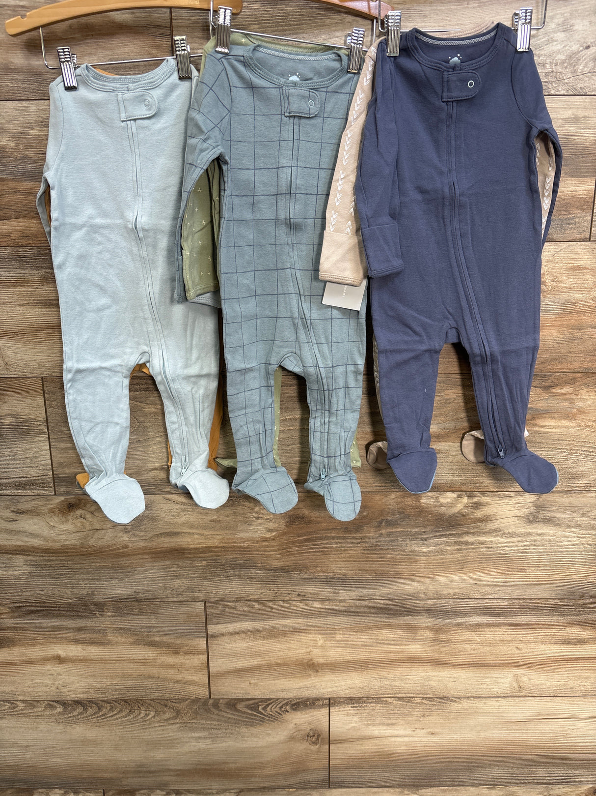 NEW Cloud Island 6pk Cotton Sleep N' Play Sleepers Blue sz 6-9m