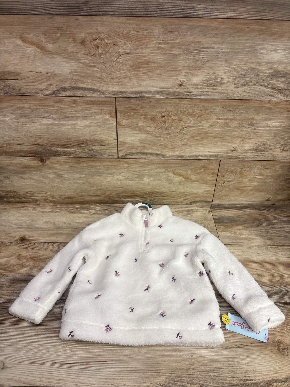 NEW Cat & Jack Embroidered Sherpa Quarter-Zip Jacket White sz 4T