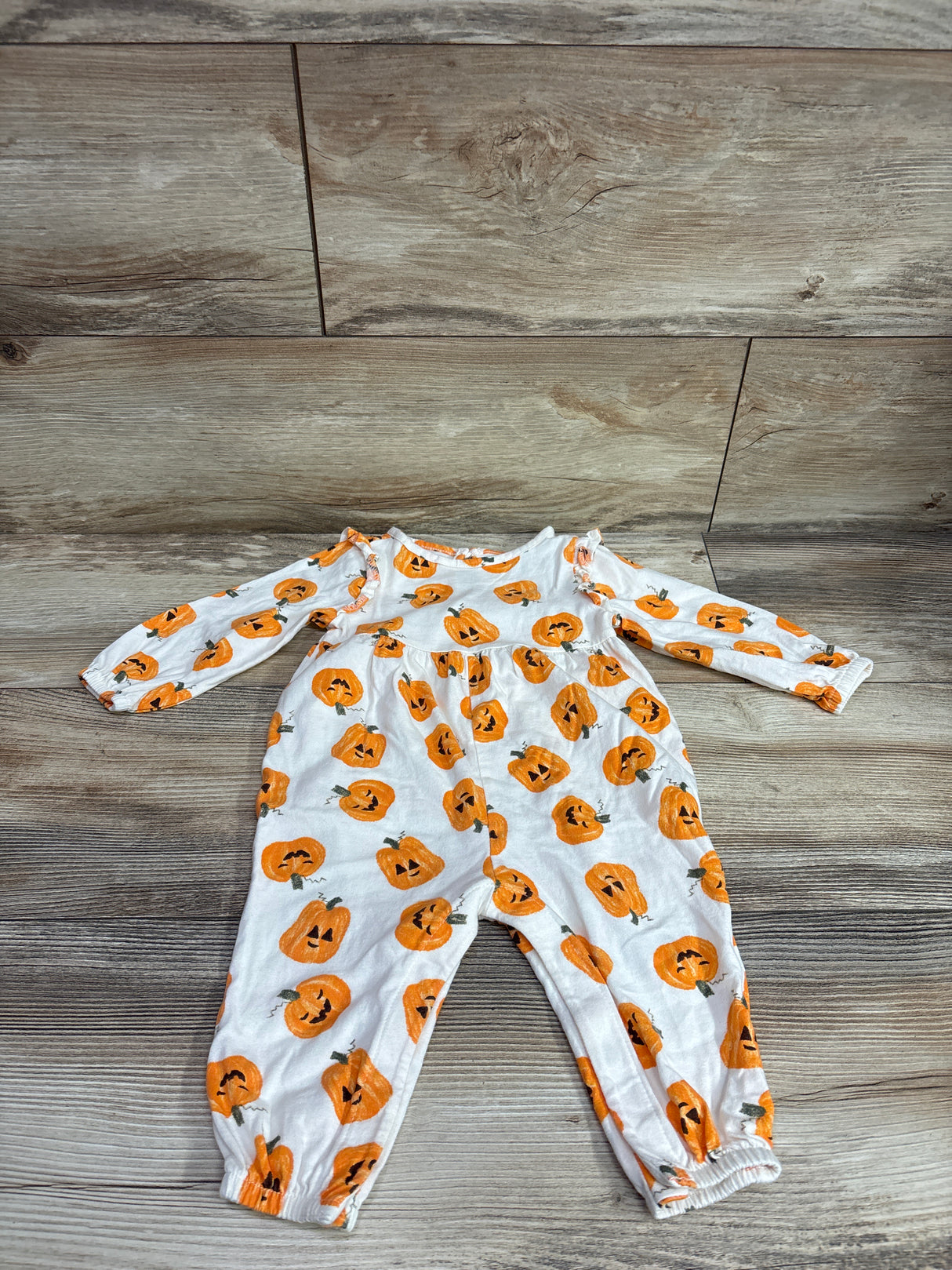 Old Navy Pumpkin Print Coverall White sz 6-12m