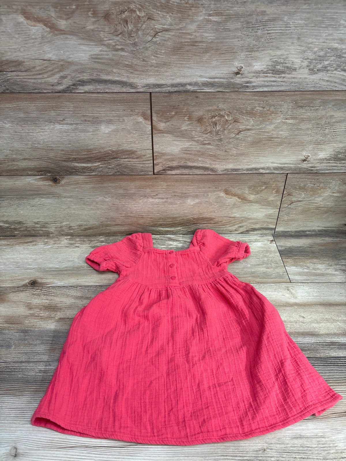 Cat & Jack Henley Puff Sleeve Dress Hot Pink sz 4T
