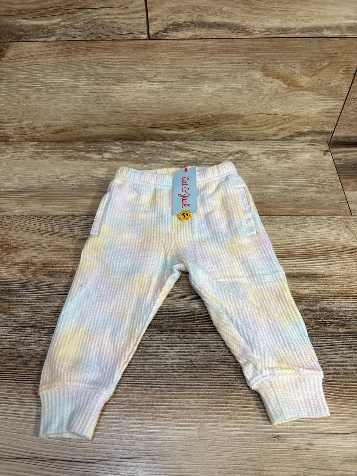 NEW Cat & Jack Tie-Dye Waffle Knit Pants White sz 18m