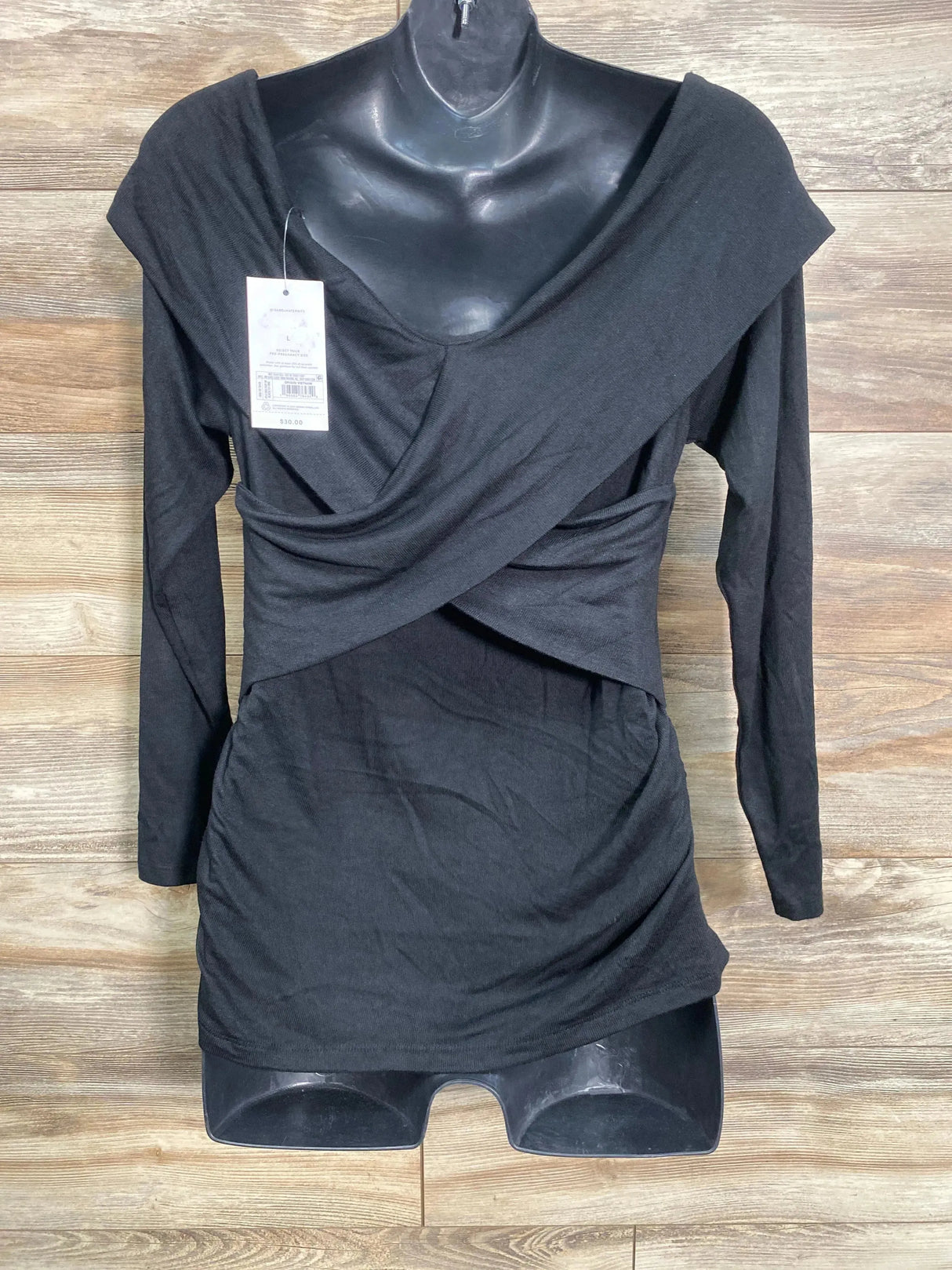 NEW Isabel Maternity Cross Front Top Black sz Large - Me n Mommy To Be