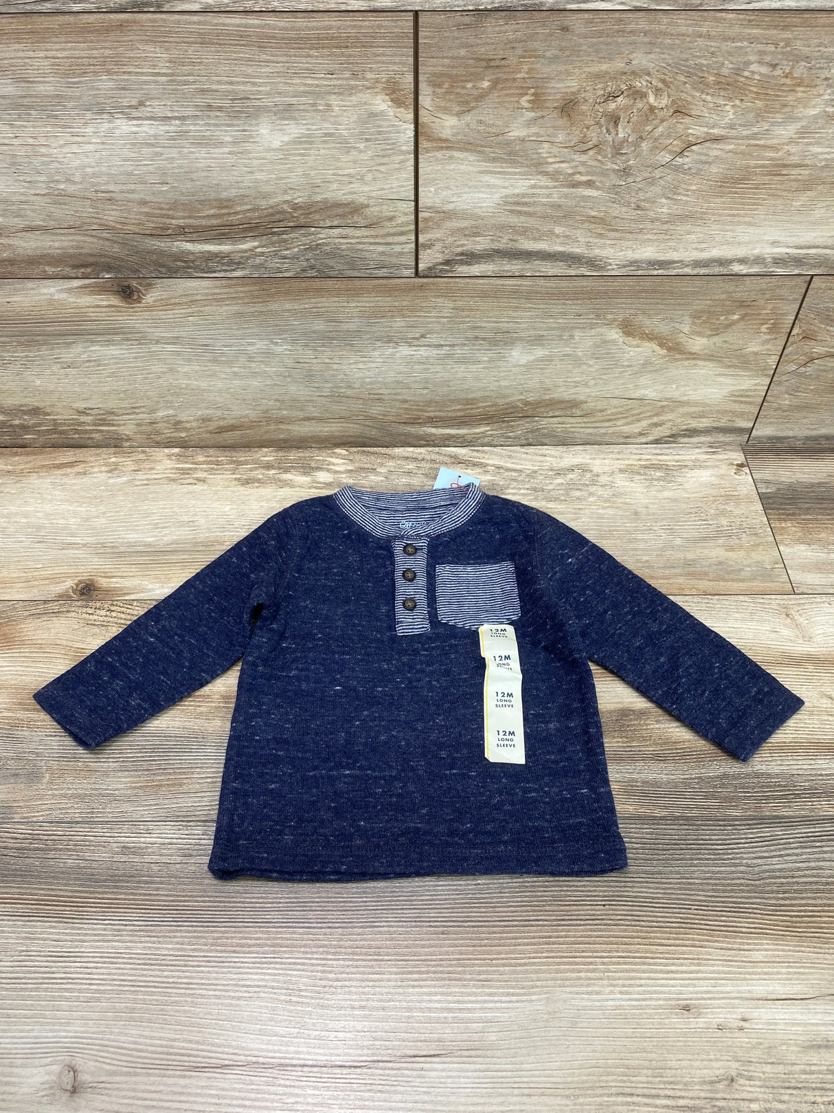 NEW Cat & Jack Pocket Henley Shirt Blue sz 12m - Me n Mommy To Be