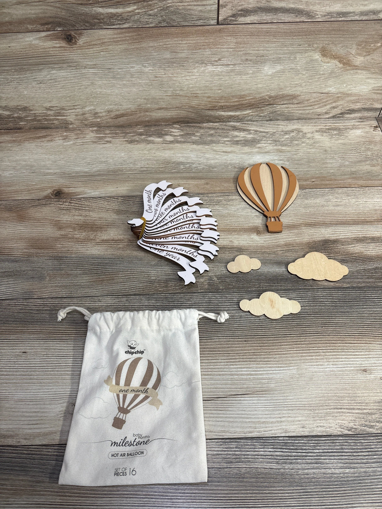 Chipchip Wooden Monthly Milestone Discs - Hot Air Balloon