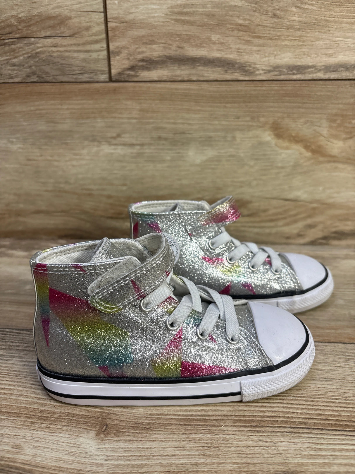 Converse Chuck Taylor All Star Easy-On Prism High Top Glitter Sneakers Grey sz 9c